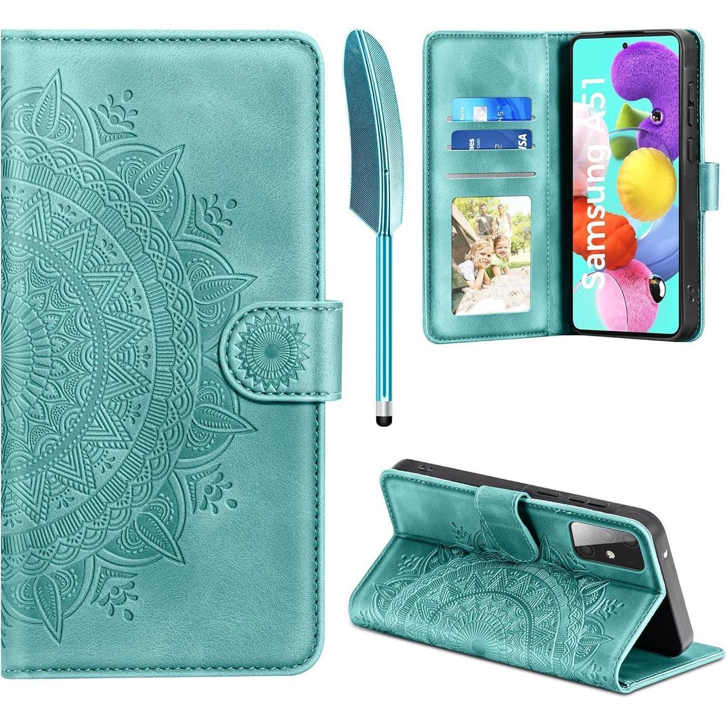 Flip Case Lederhülle Samsung Galaxy A51 Flip Wallet PU Leder Grün