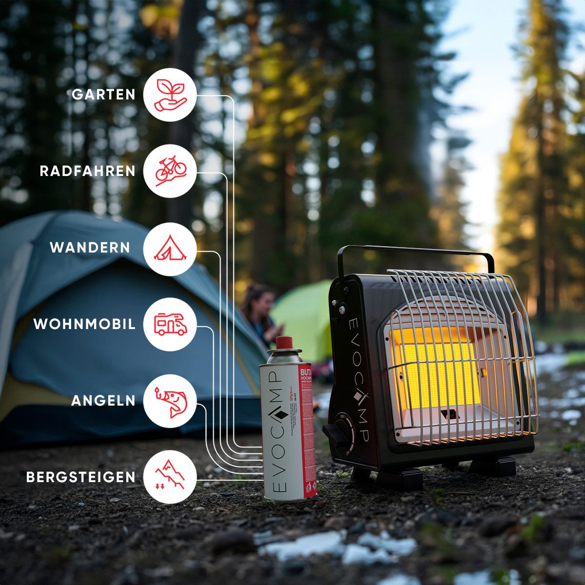EVOCAMP Gaskartusche Butangas Gaskartusche Typ MSF-1a 227g mit Ventil, Zubehör für Campingkocher, Gasheizung, Gasbrenner, Gaskocher, 4 St., 4 Kartuschen – Bild 5 von 5