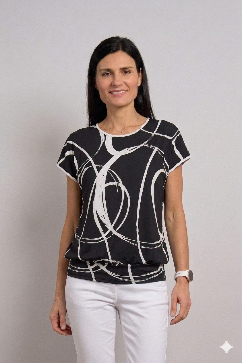 Seidel Moden Kurzarmshirt mit grafischem Muster - Rundhals - MADE IN GERMANY