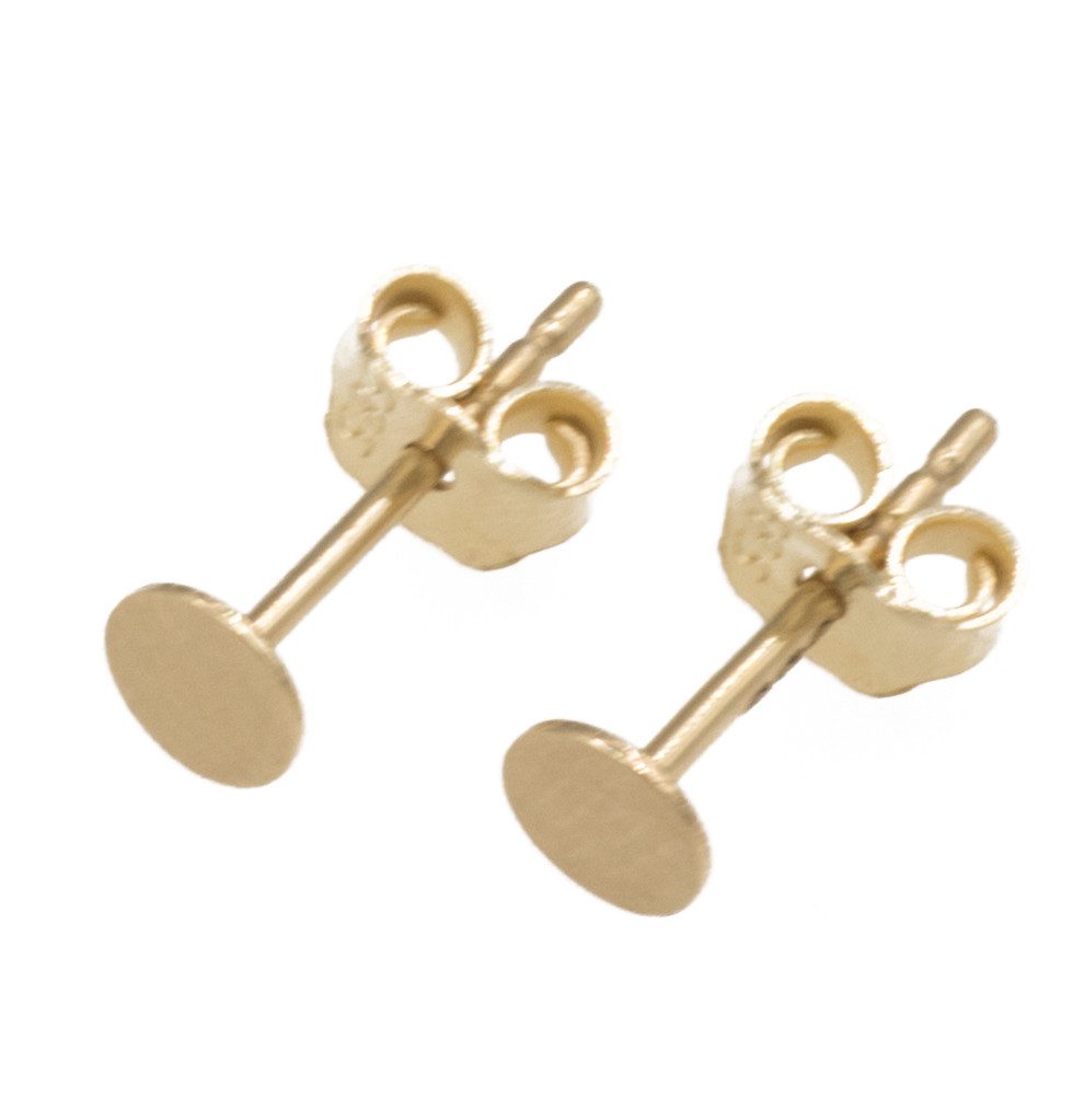 Paar Ohrstecker Ohrstecker aus 585 Gold 14 Karat rund mattiert 4 mm