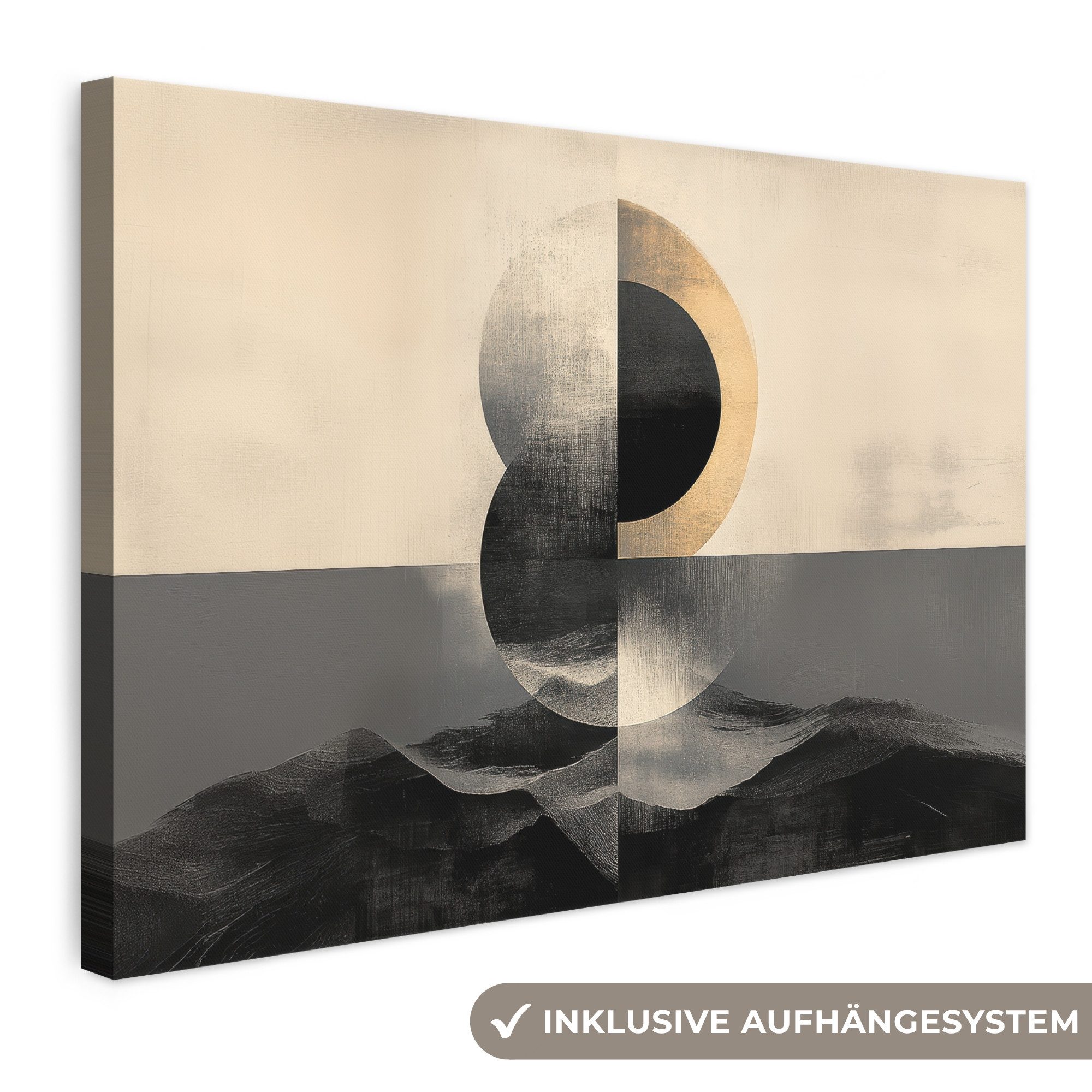 OneMillionCanvasses® Leinwandbild Kreise - Schatten - Abstrakt, Fotodruck (1 St), Leinwand Bilder Klein, Wand Dekoration Aesthetic 30x20 cm