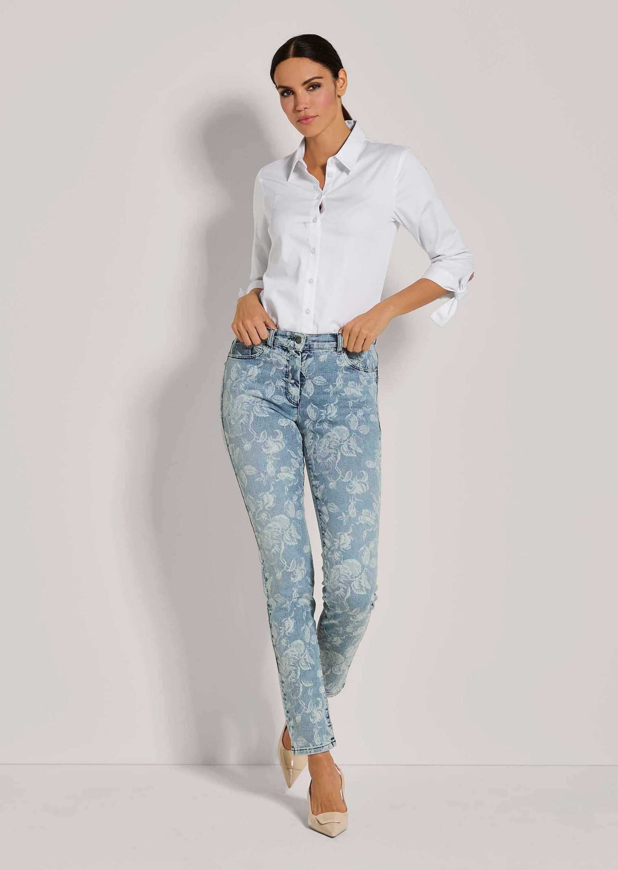 MADELEINE Gerade Jeans Schlanke Five-Pocket mit Unikat-Print günstig online kaufen