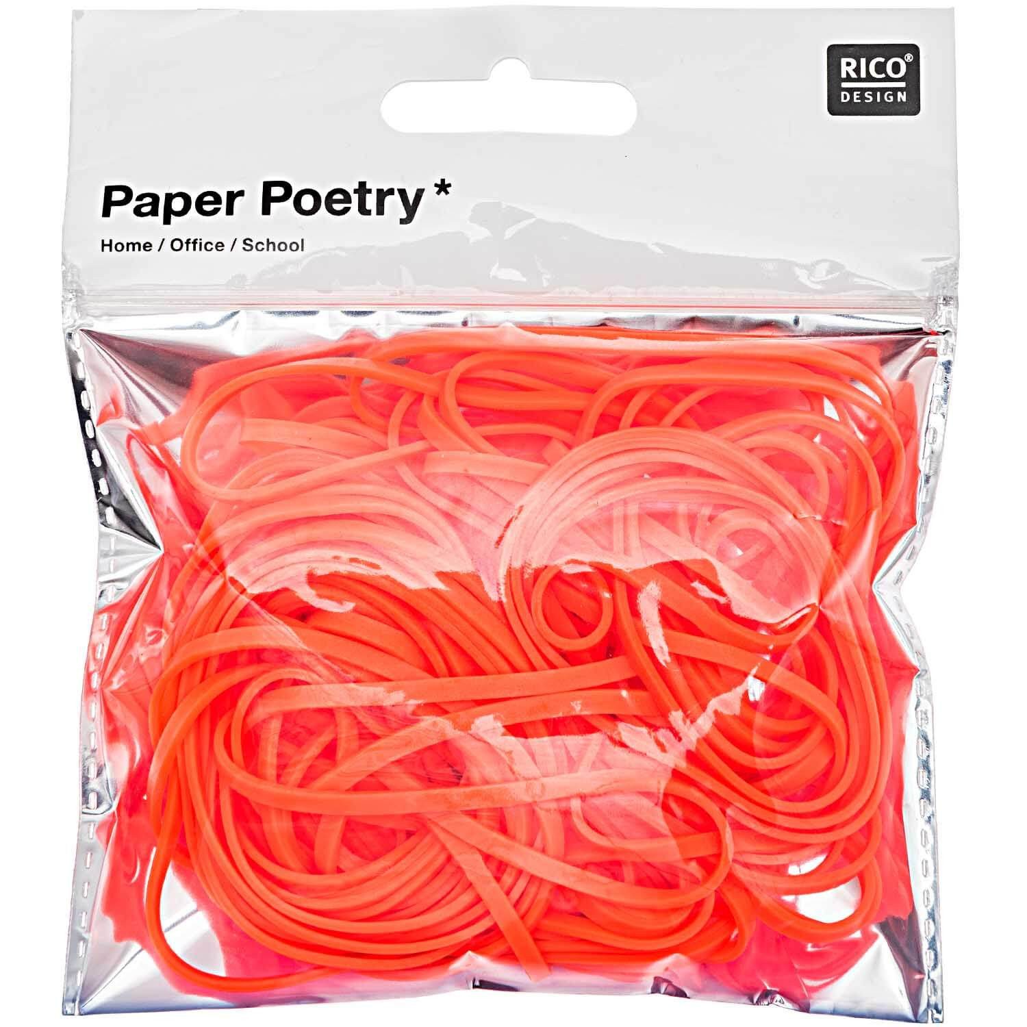 Rico Design Geschenkpapier Paper Poetry Gummibänder neonorange 45 g