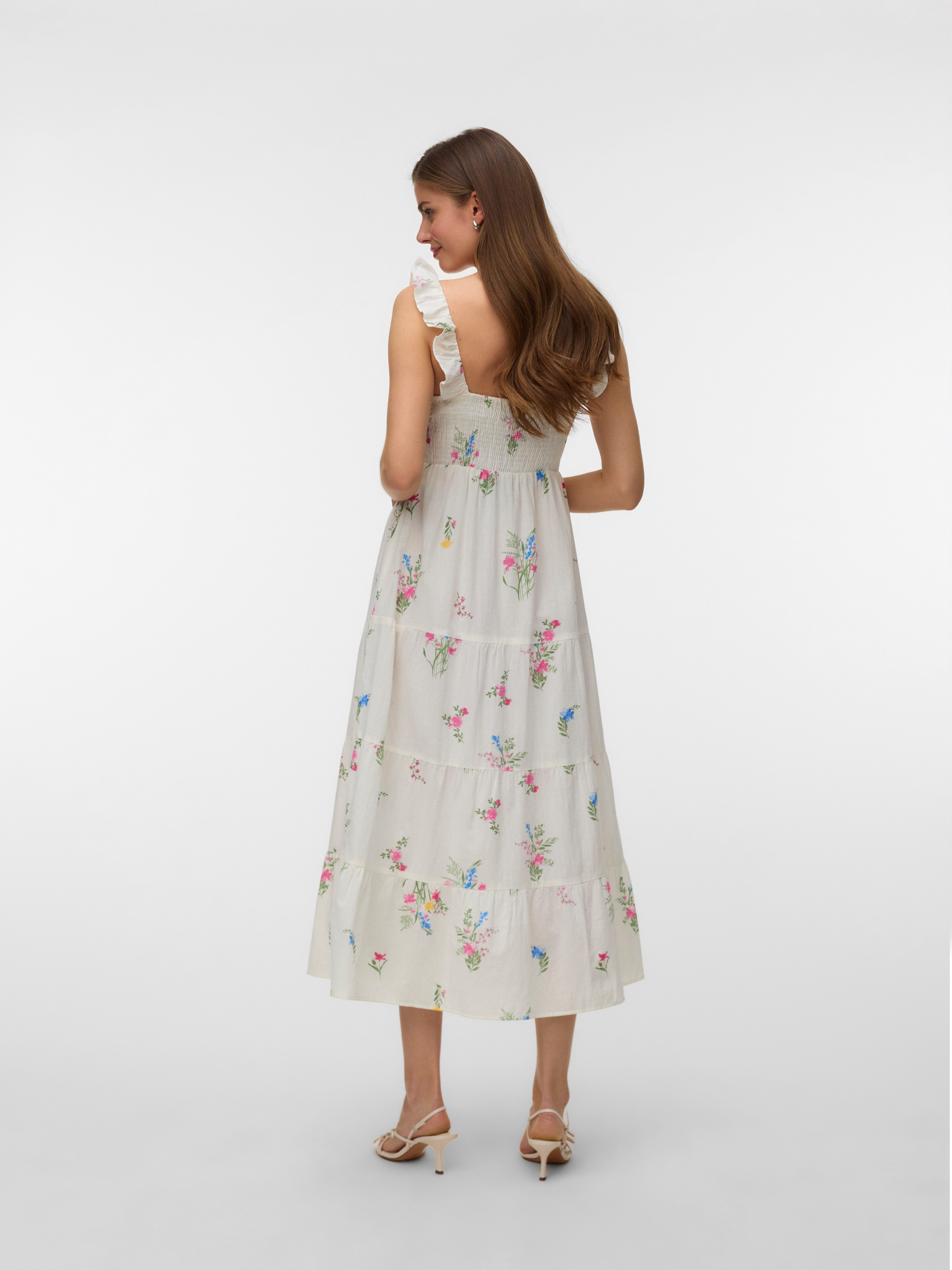 Vero Moda Maxikleid VMDICTHE SL FRILL ANKLE DRESS WVN GA Baumwolle, regular fit