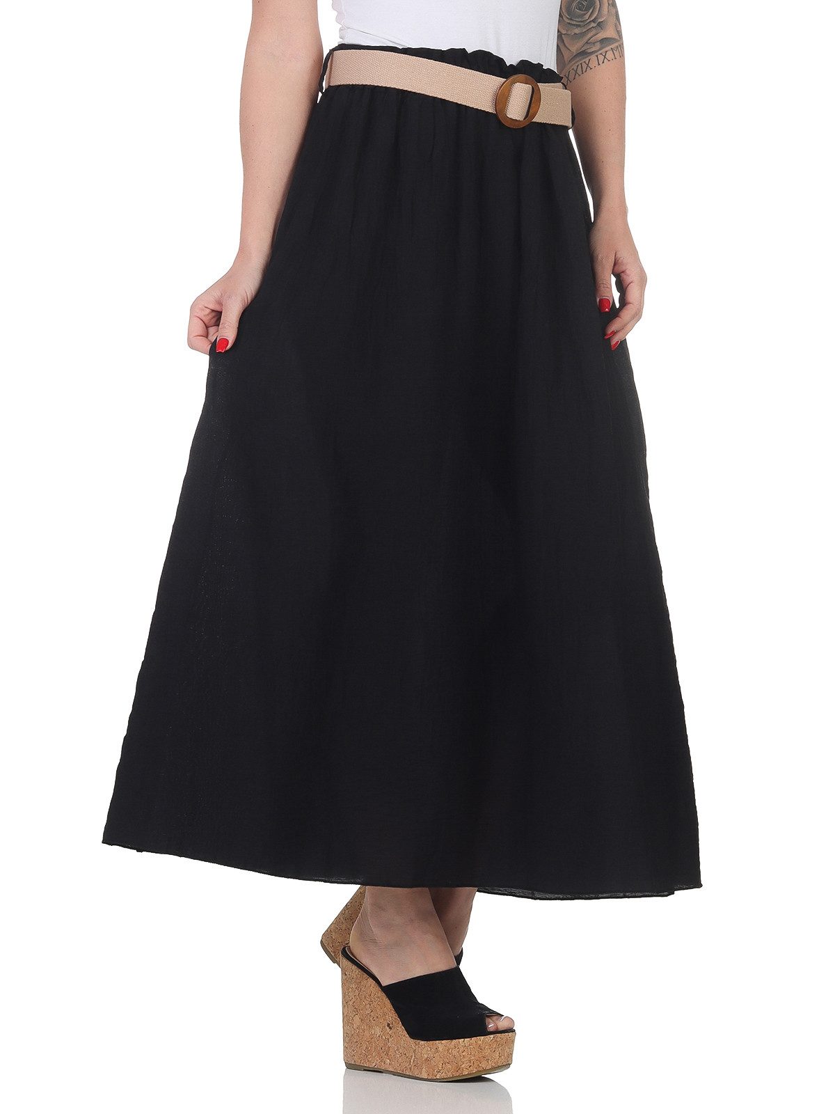 simaranda Sommerrock Damen Rock 31262 36-40 Schwarz