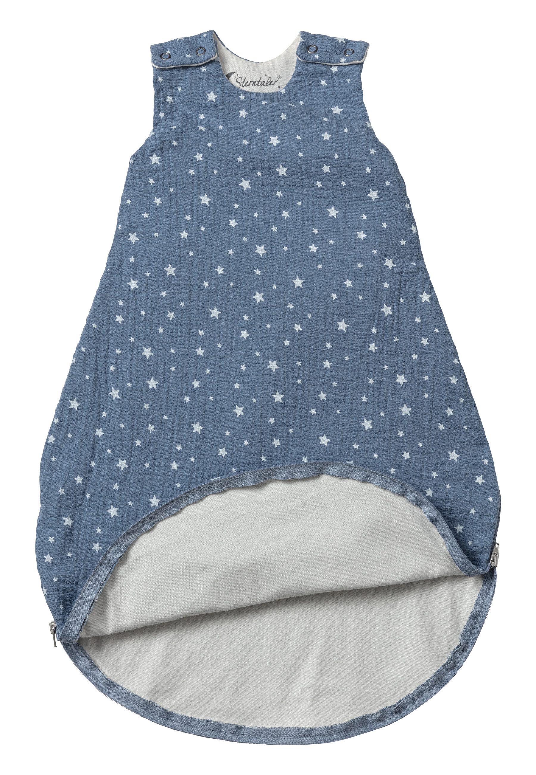Sterntaler® Babyschlafsack Babyschlafsack 62/68 Emmi (1 tlg), Musselinschlafsack mit Reißverschluss, Druckknöpfen und Kabelöffnung.