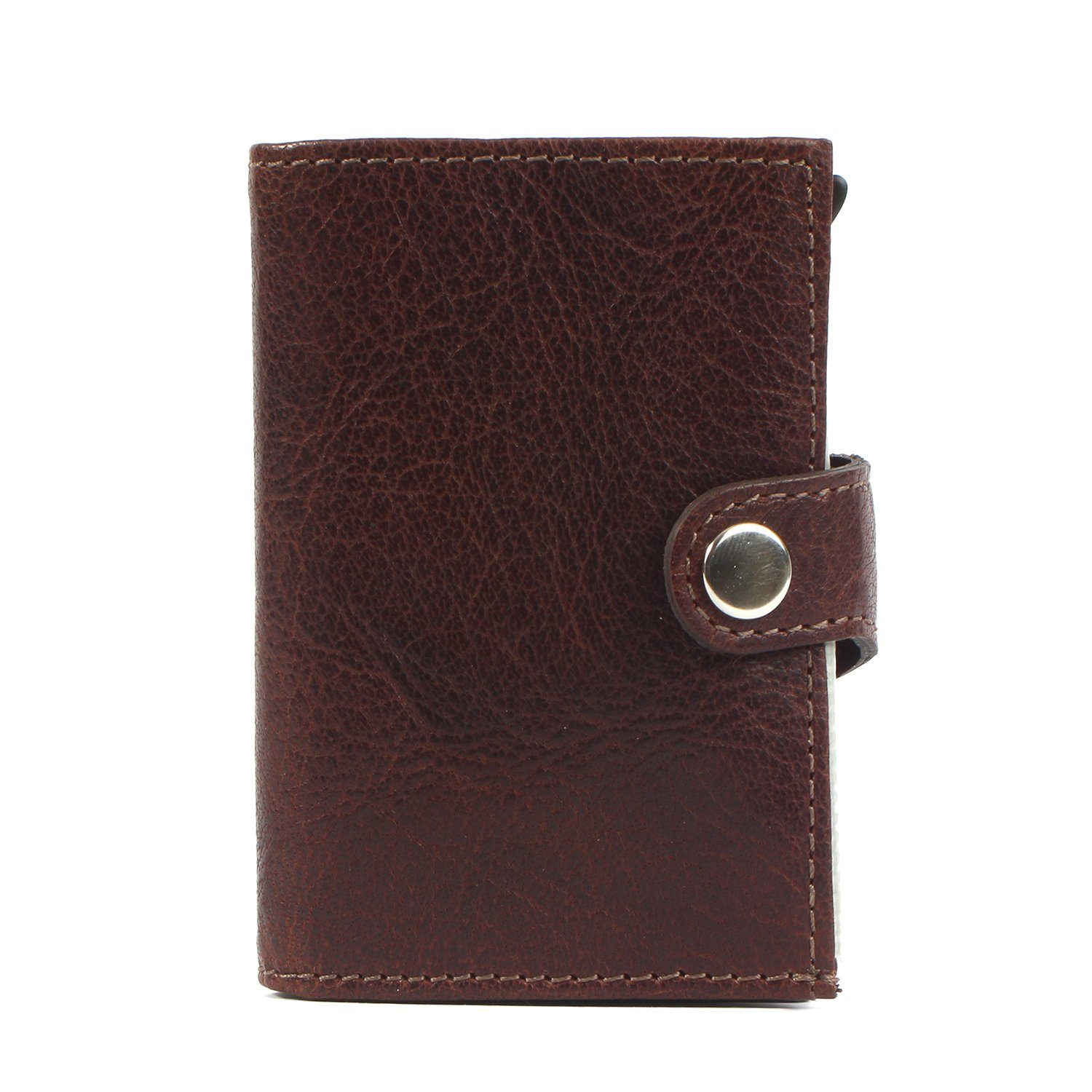 [Qualität garantiert] Margelisch Mini Geldbörse noonyu single brown Kreditkartenbörse leather, Upcycling Leder aus