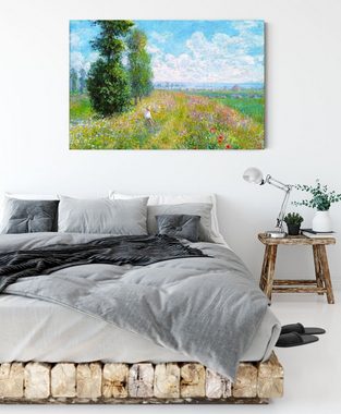 Pixxprint Leinwandbild Claude Monet - Wiese mit Pappeln, Claude Monet - Wiese mit Pappeln (1 St), Leinwandbild fertig bespannt, inkl. Zackenaufhänger