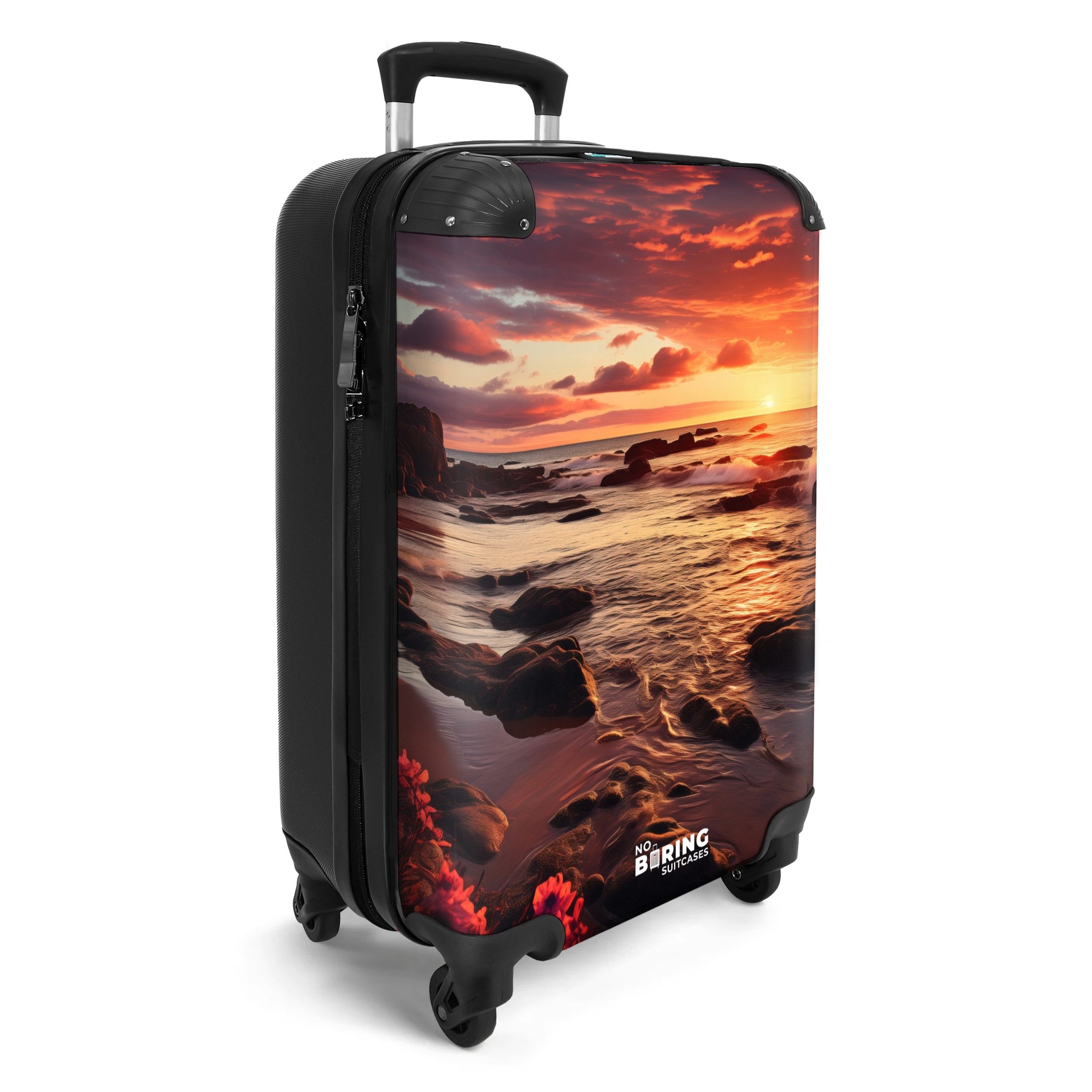 NoBoringSuitcases.com© Hartschalen-Trolley Felsiger Strand bei Sonnenunterg günstig online kaufen