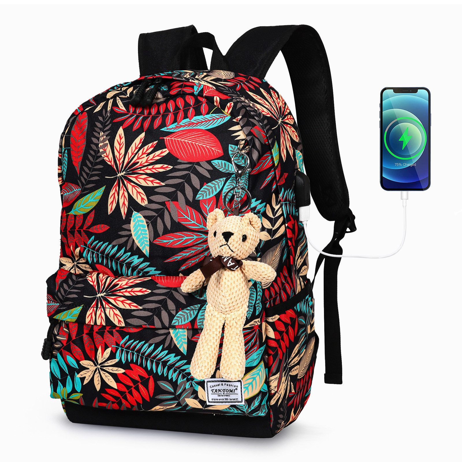 TAN.TOMI Schulrucksack Schulrucksäcke Schule Mädchen Laptop-Rucksack Laptop Fach (Sportrucksack Mit USB-Anschluss Anti-Diebstahl), Rucksäcke Schulrucksack Reiserucksack Arbeitsrucksack