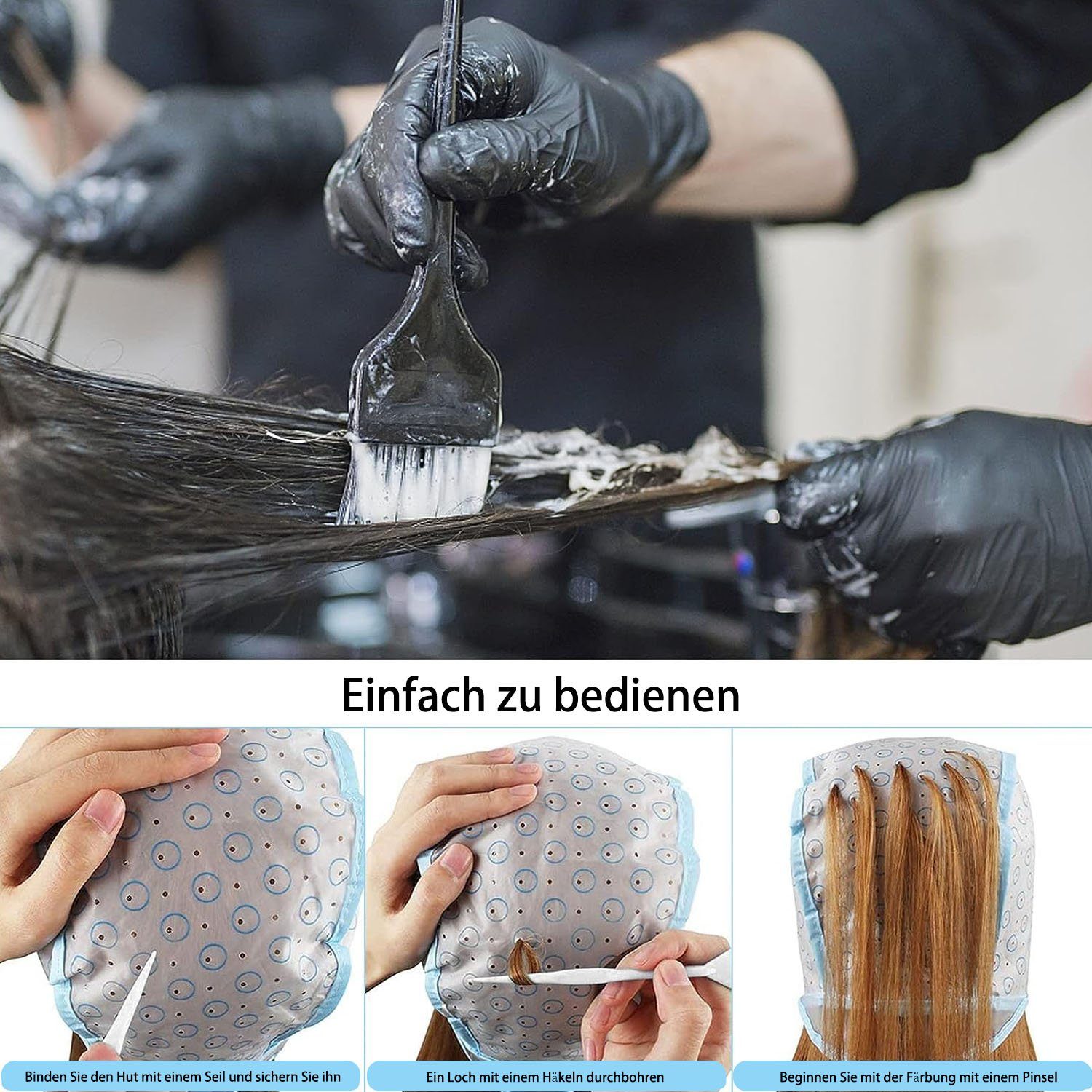 Salons Für MAGICSHE Strähnenhaube,Strähnchennadel, Haarfarben und 6-tlg., Haarfärbung Haarstyling-Set