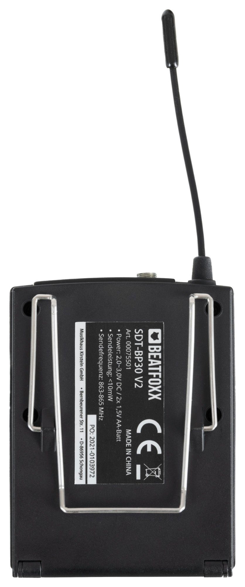 Beatfoxx Silent Guide V2 SDT-BP30 3 Transmitter Kanäle, Bodypack-Sender Mit Eingang) UHF-Technik, und Aux- Mikrofon- Stereo mit Funk-Kopfhörer (Wireless