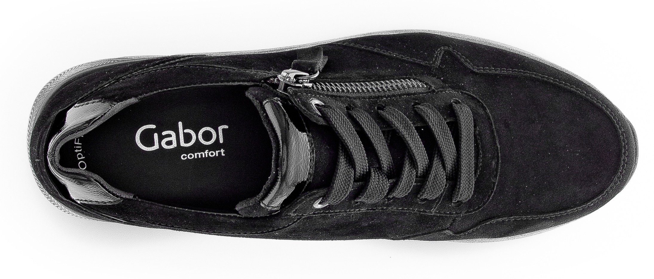 Weite Außrenreißverschluss, Davos praktischem Keilsneaker G schwarz mit Gabor