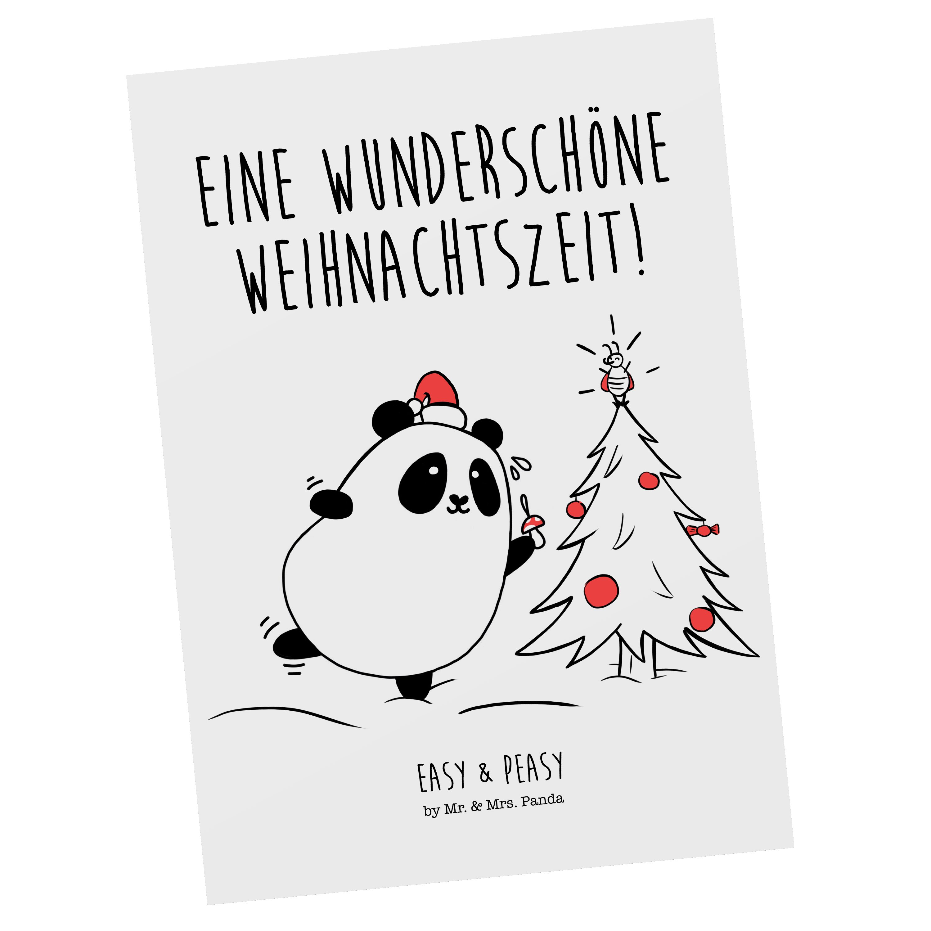 Mr. & Mrs. Panda Postkarte Easy & Peasy Weihnachtszeit - Weiß - Geschenk, Grußkarte, Geschenkkar