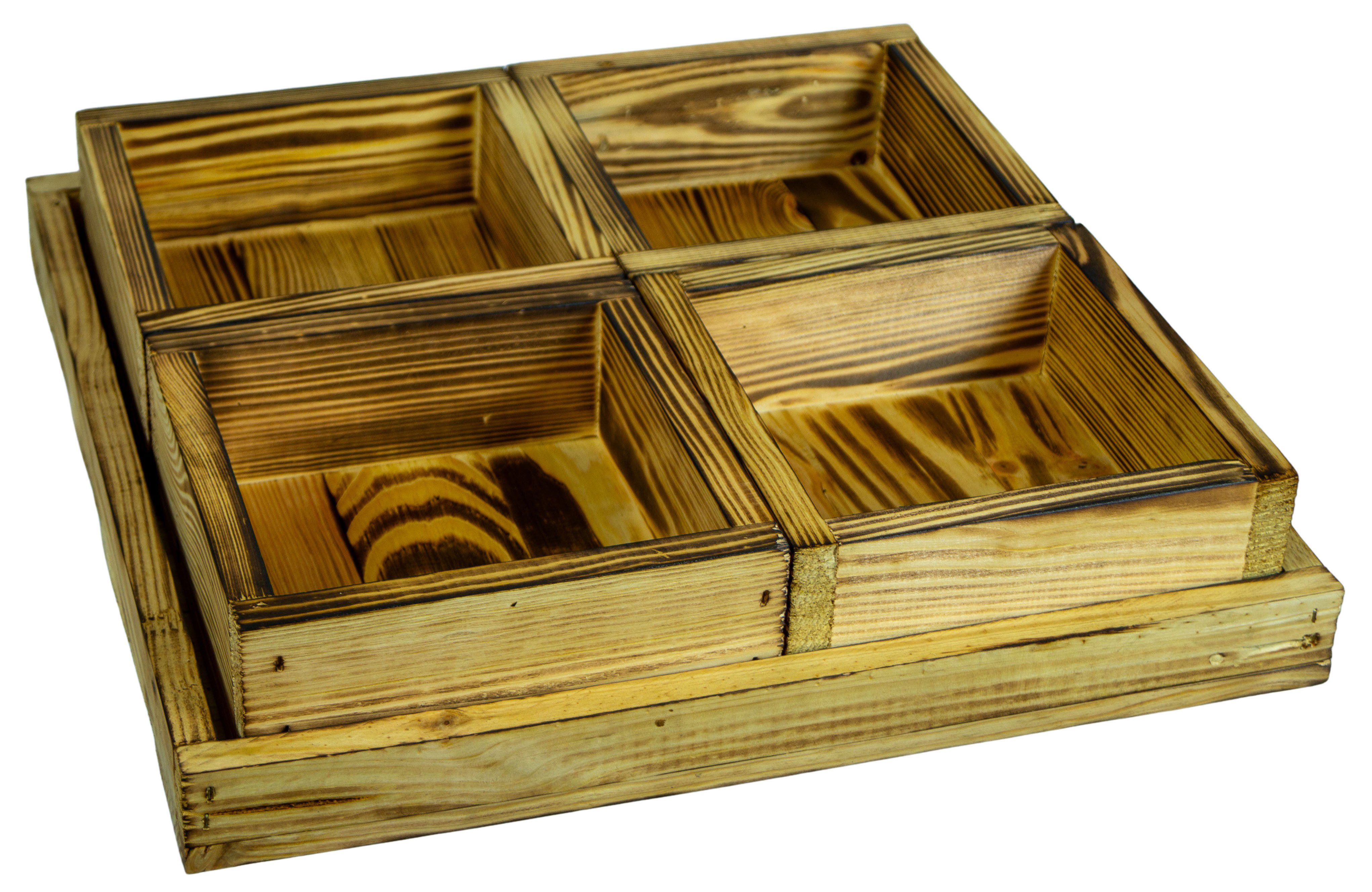 Kistenkolli Altes Land Allzweckkiste Dekotablett-Set Karla 5 Holzkisten 40x40cm 8cm Höhe (Spar-Set)