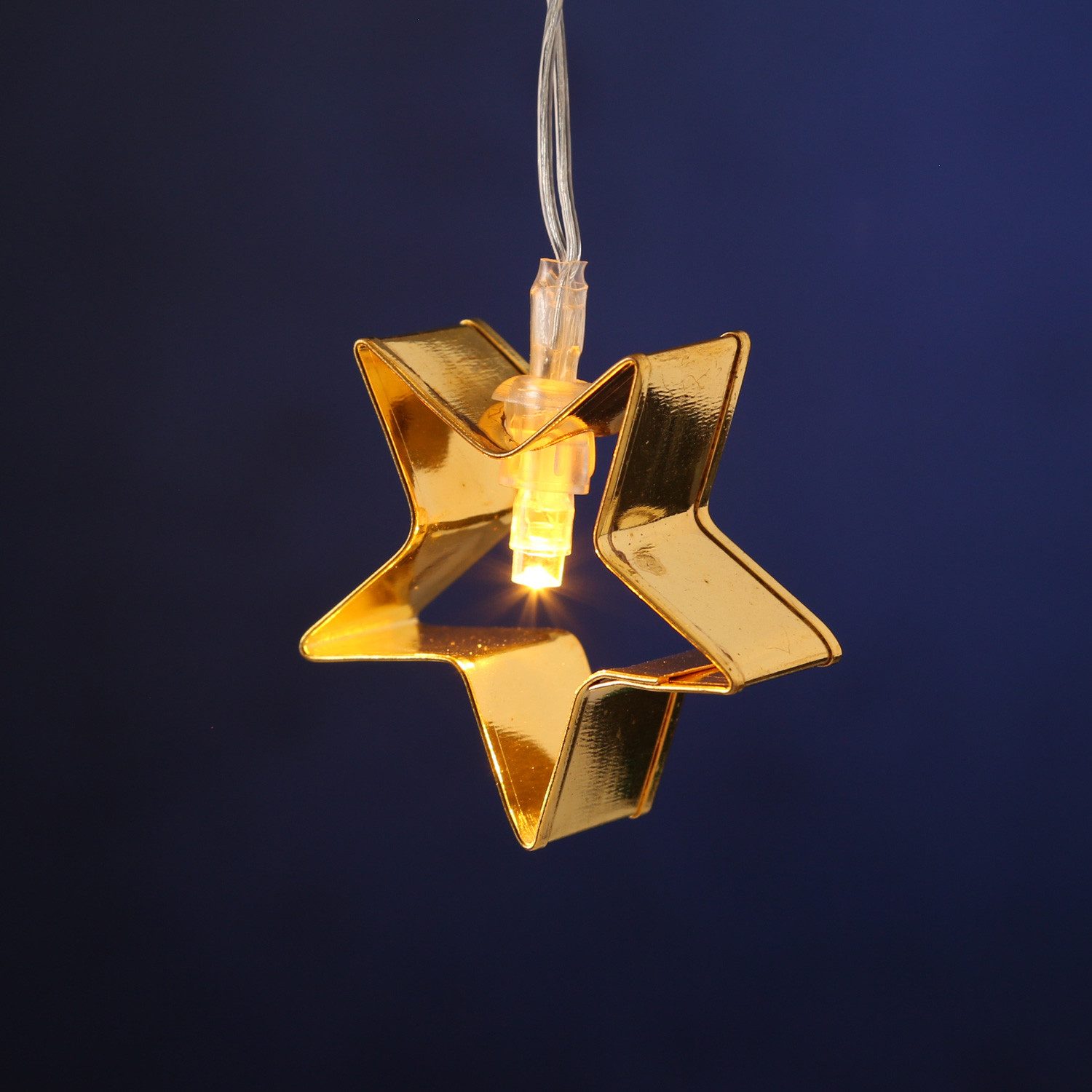 MARELIDA LED-Lichterkette goldene Metall Sterne als Backförmchen Keksausstecher Weihnachten, 8-flammig