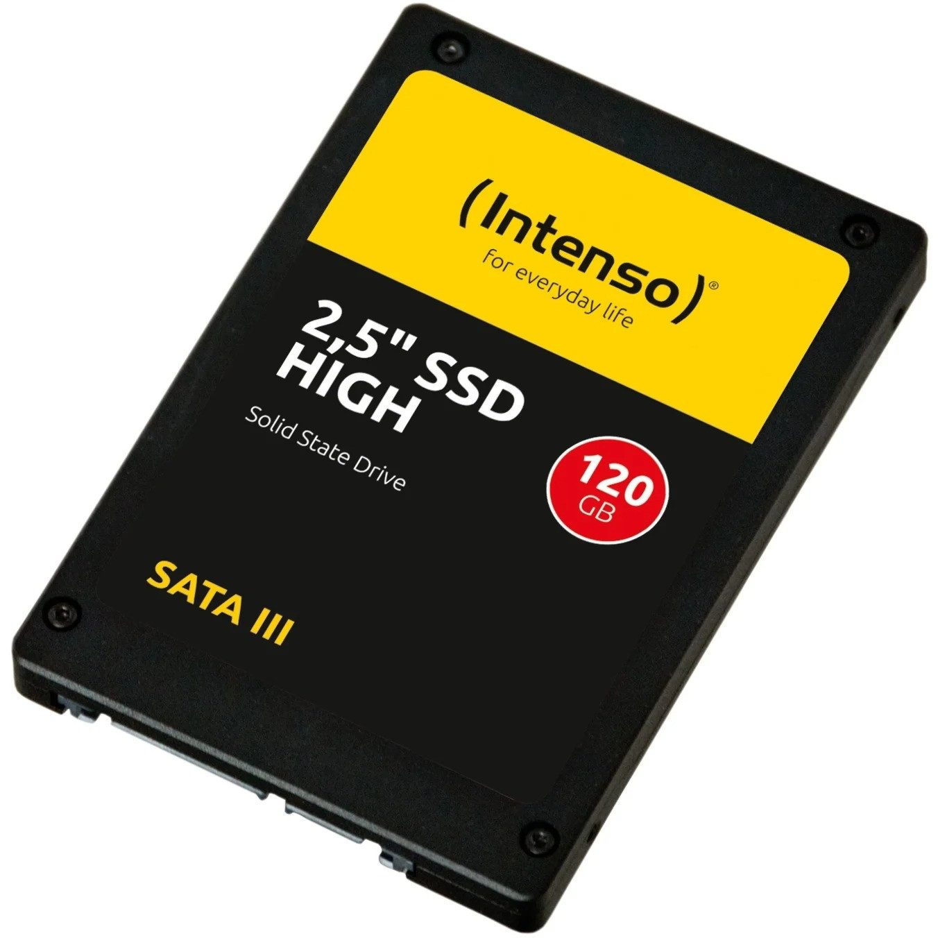 Intenso High Performance 120GB SATA SSD 2.5 Zoll interne SSD (120 GB) 2,5 Zoll" 520 MB/S Lesegeschwindigkeit, 480 MB/S Schreibgeschwindigkeit, 3D NAND, SLC Cache, niedriger Energieverbrauch