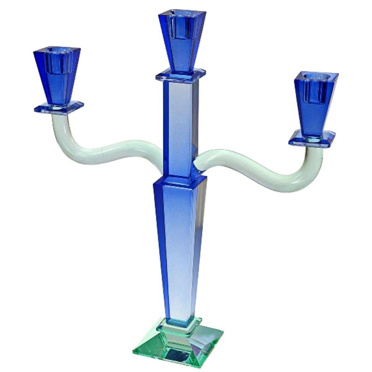 Werner Voß Kerzenhalter Kerzenleuchter Fancy Crystal Blau 3-Flammig