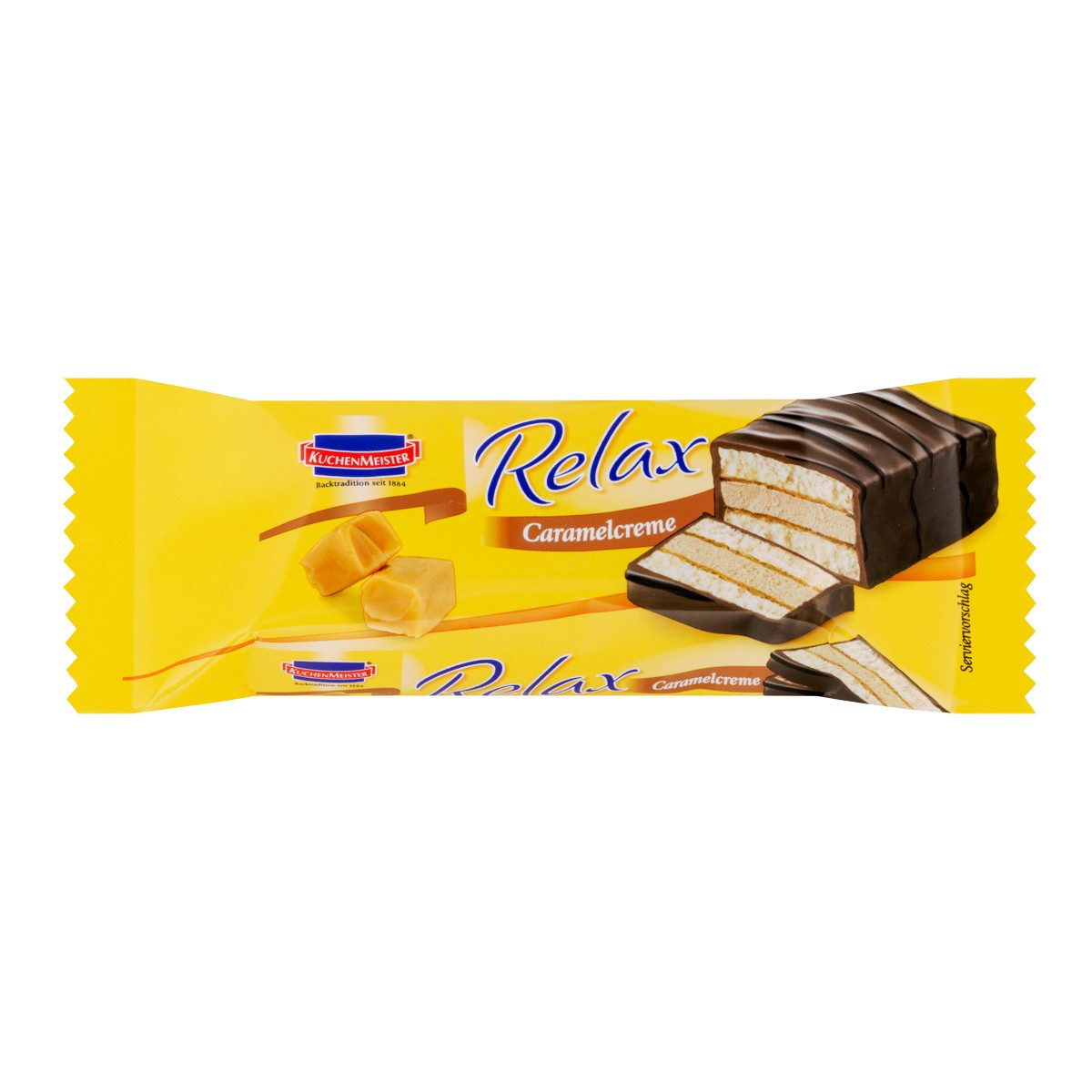 KuchenMeister Kuchen, KuchenMeister Relax Caramel Kuchenriegel mit Vollmilchschokolade 32g