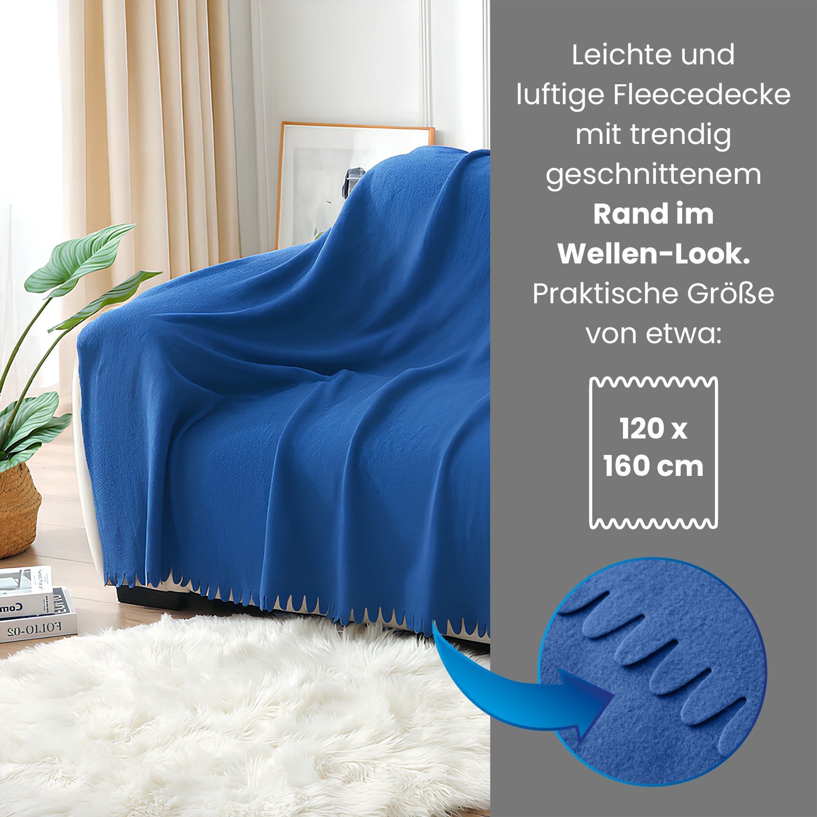 Wohndecke 16er Set Fleecedecke WAVE ca. 120x160, wometo, OEKO-TEX®, Fleeced günstig online kaufen