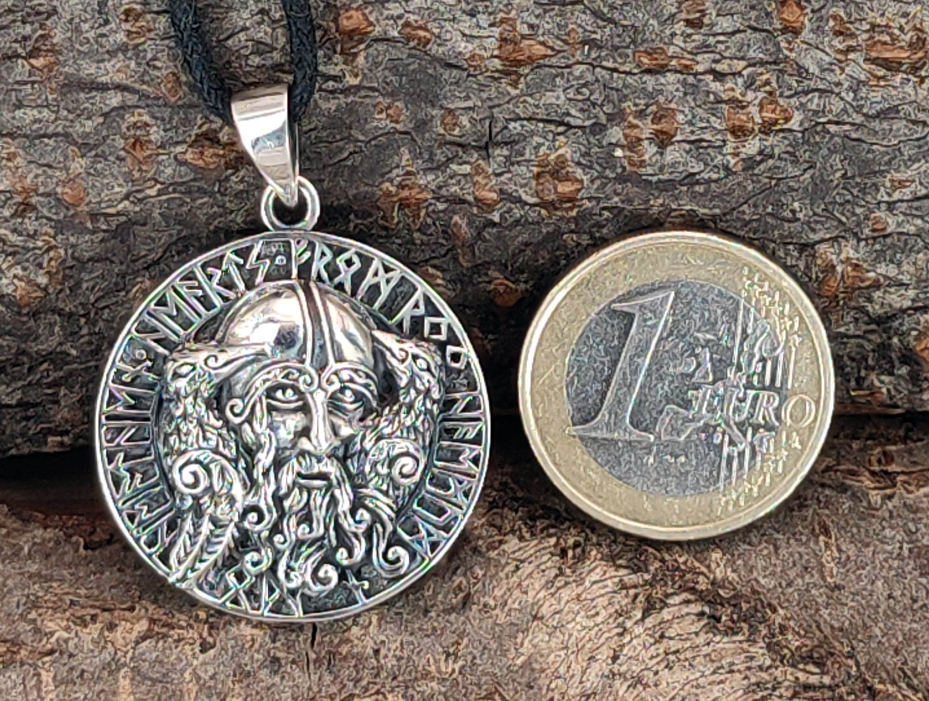 Ring Munin Odins Raben Runen Sterling Kiss Leather Hugin of Silber Kettenanhänger Namen 925