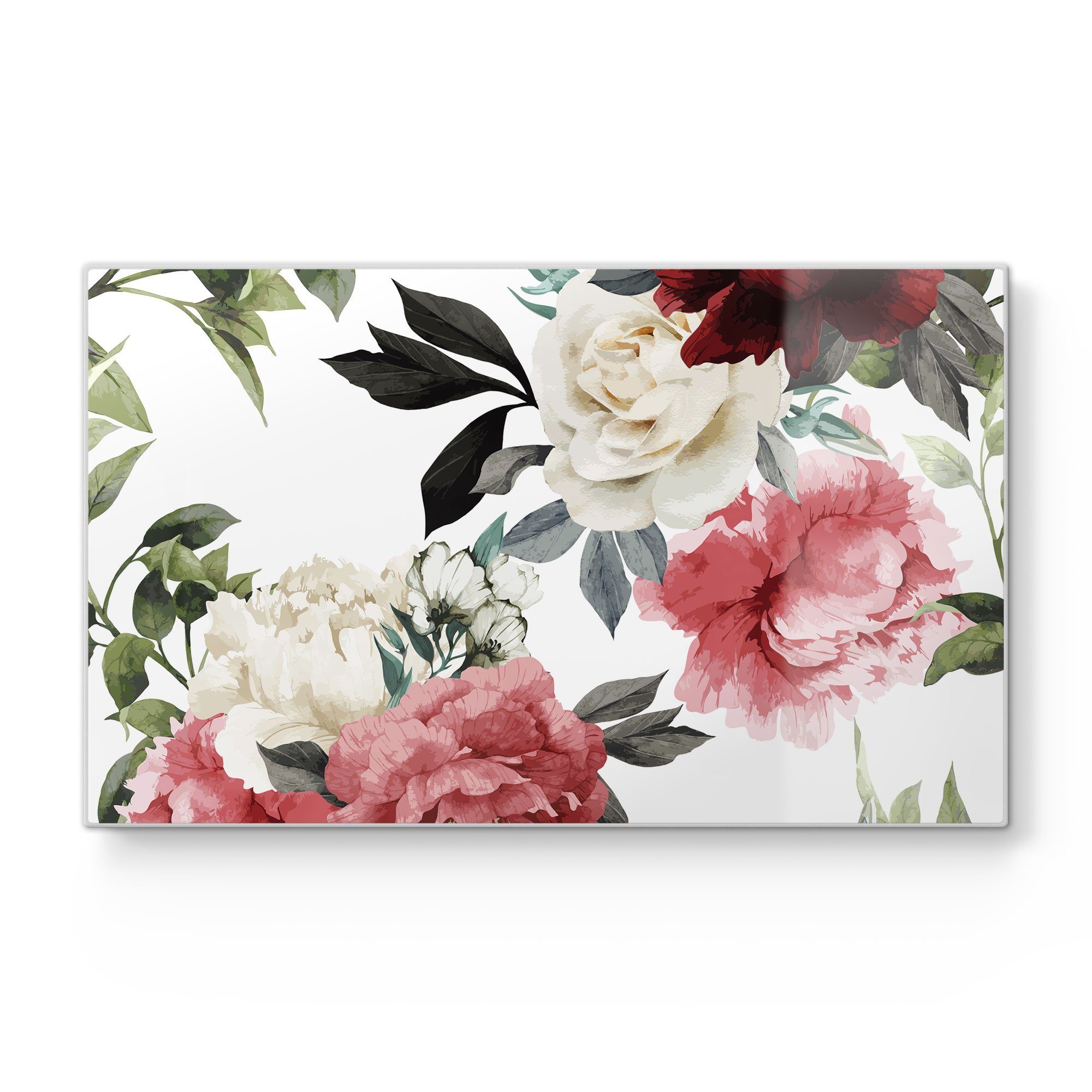 DEQORI Schneidebrett 'Bunte Pfingstrosen', Glas, Platte Frühstücksbrett Schneideplatte