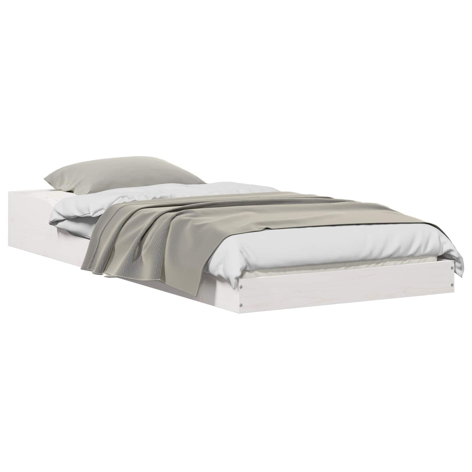vidaXL Bett Bettrahmen Weiß 75 x 190 cm Massives Kiefernholz (1-tlg)