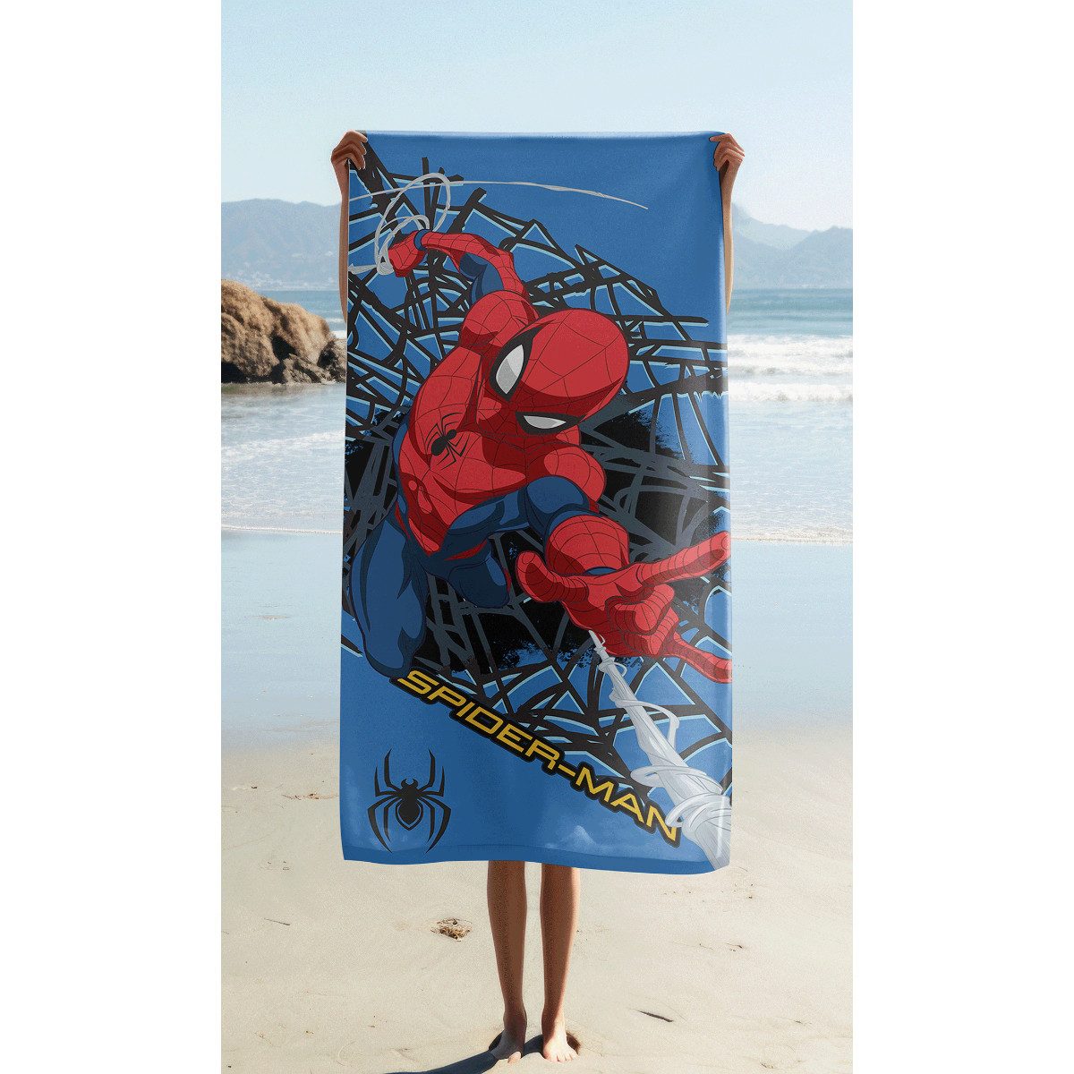 MARVEL Strandtuch Spider-Man City Web Strandtuch 70 x 140 cm Microfaser Badetuch, (Packung)