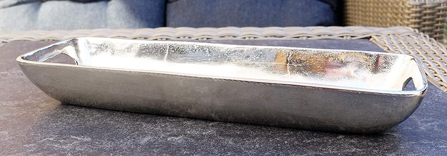 Deko Silber Servierplatte cm aus Wohnzimmer Tischdeko MichaelNoll und Schale M Metall, Küche, Dekoschale Aluminium Luxus, 40 Modern Hochzeit Dekoschale