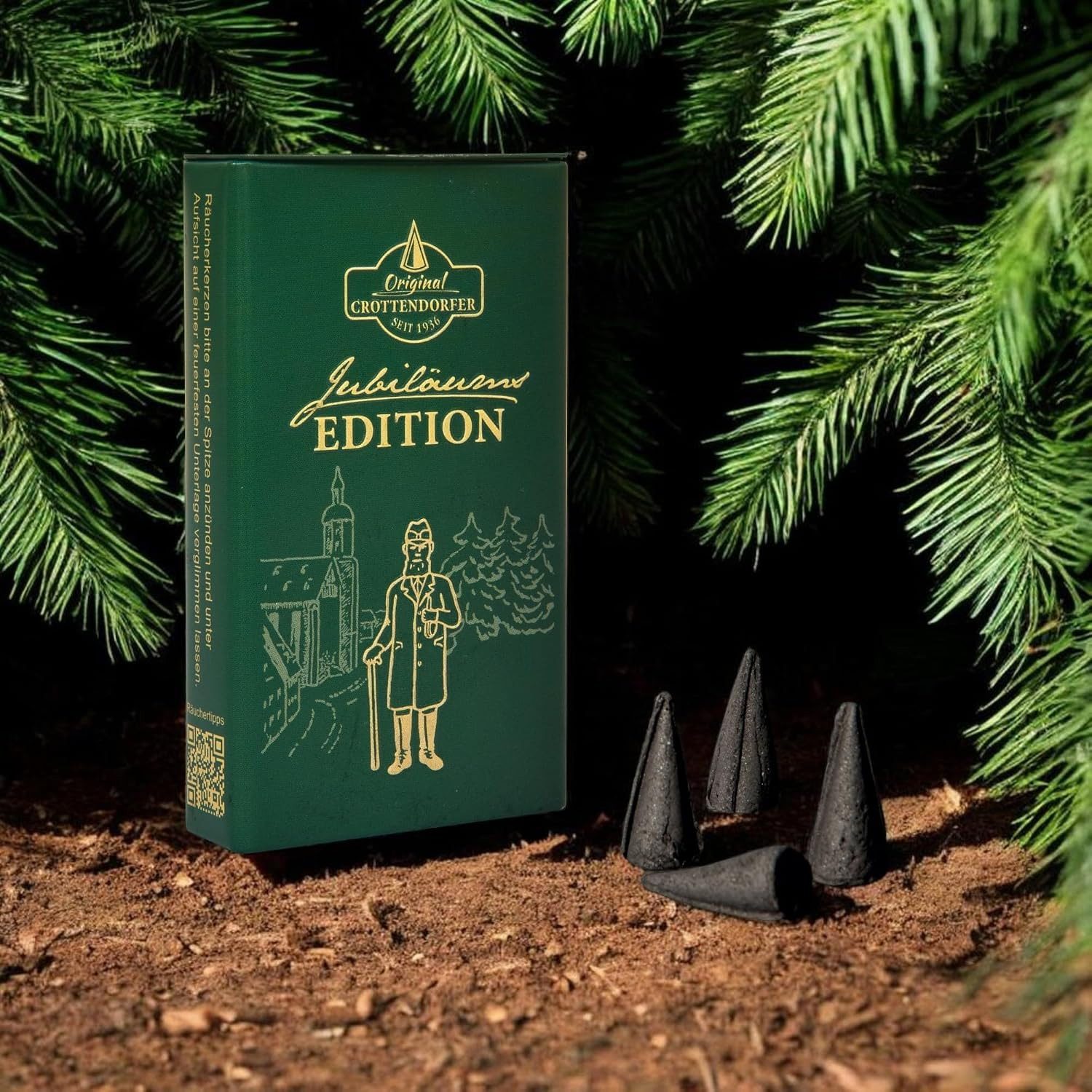 Crottendorfer Räucherkegel Crottendorfer Räucherkerzen Blechdose Jubiläums Edition 90 Jahre (Packung, 24-St., Blechdose), 100% Made in Germany