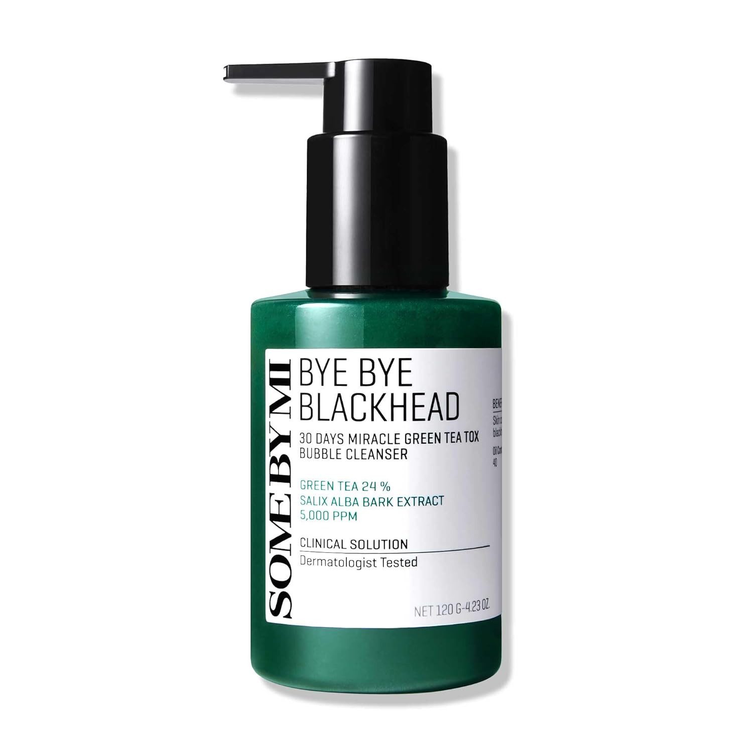 Some By Mi Gesichtsreinigungsgel Bye Bye Blackhead 30 Days Miracle Green Tea Tox Bubble Cleanser 120 g, Reinigungsschaum gegen Mitesser, porentiefe Reinigung mit Grüntee