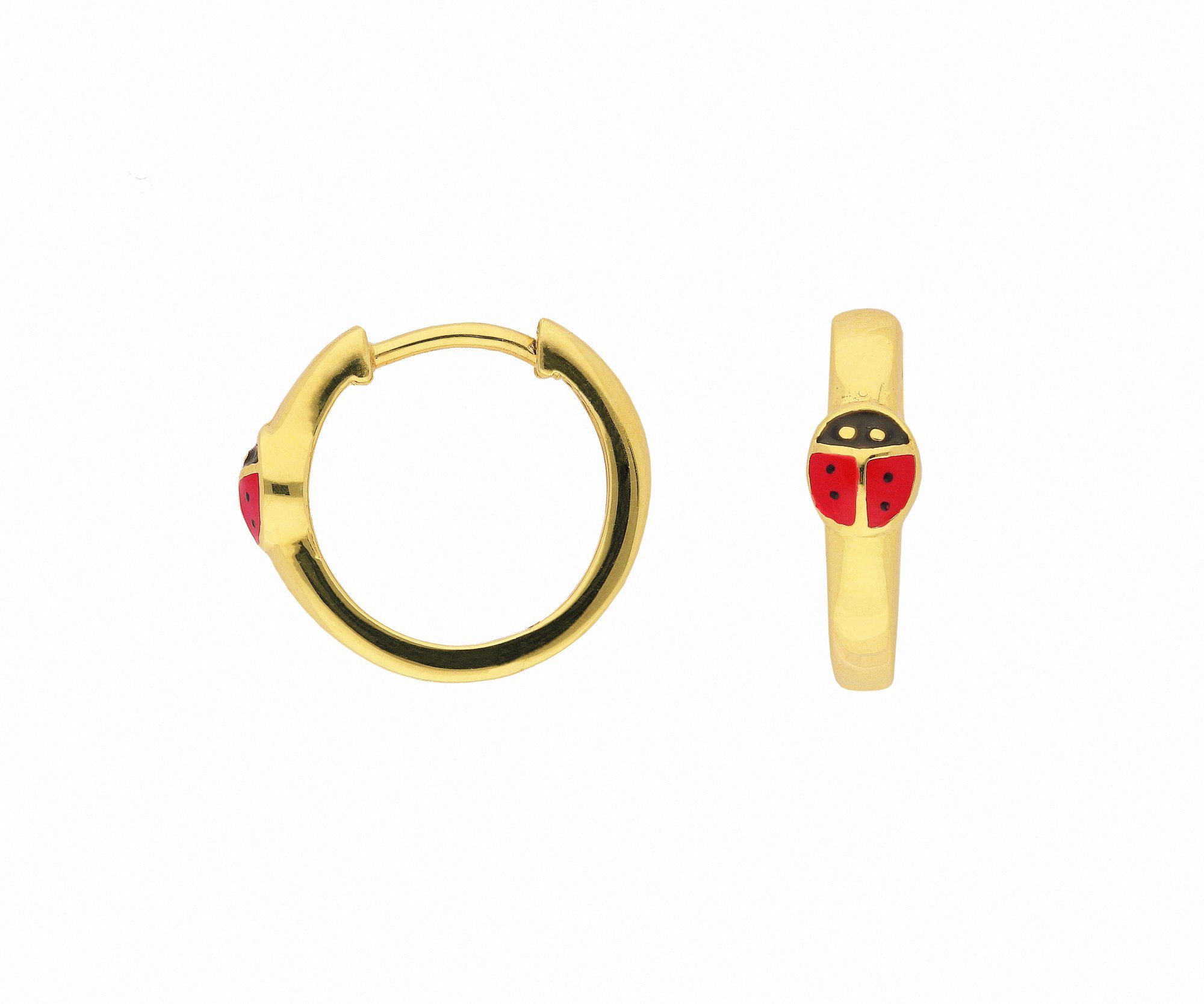 Adelia´s Paar Creolen Damen 333 Gold Ohrringe Creolen Marienkäfer Ø 14,1 mm, Goldschmuck für Damen