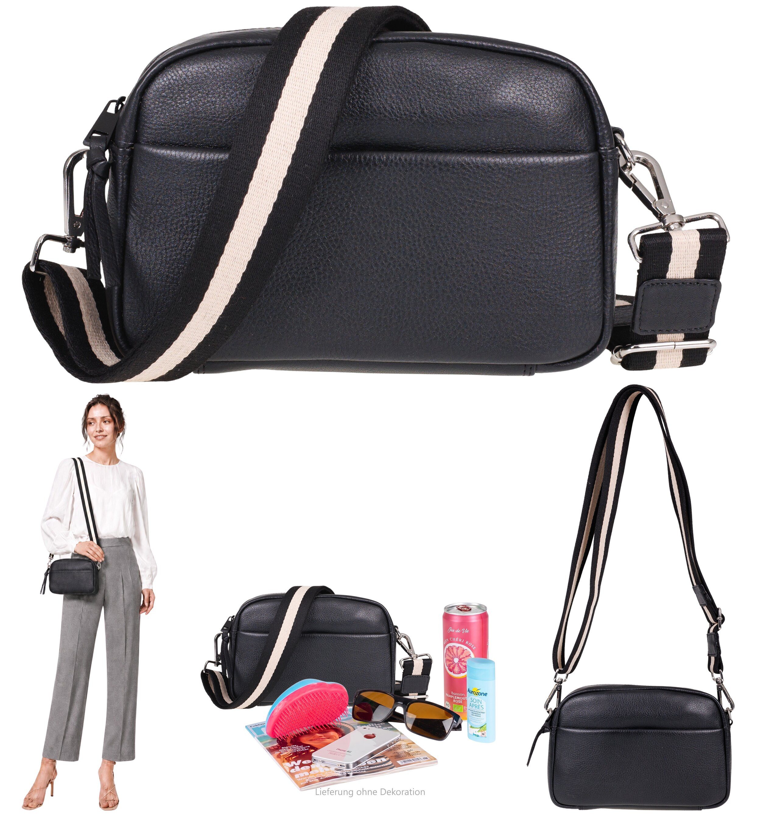 Alessandro Salvatore Handtasche Tasche klein Leder Echtleder Crossbody, Lederhandtasche Ledertasche Damen Freizeit Mode Milano 12976 + Etui