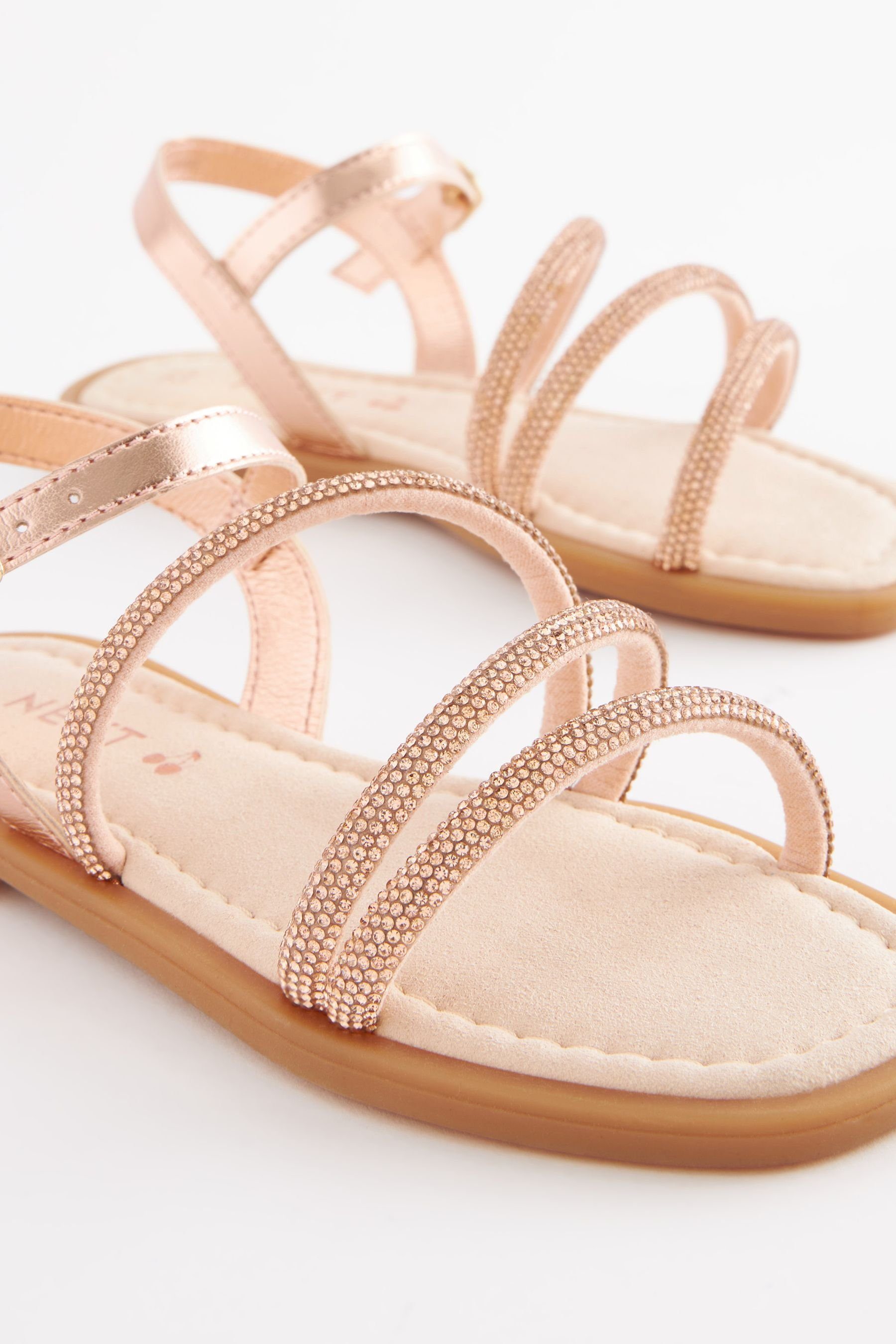 Next Schmucksteinbesetzte Sandalette Sandale Gold (1-tlg) Sparkle Rose