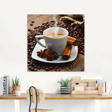 Artland Glasbild Kaffeetasse Leinensack mit Kaffeebohnen, Getränke (1 St), in verschiedenen Größen