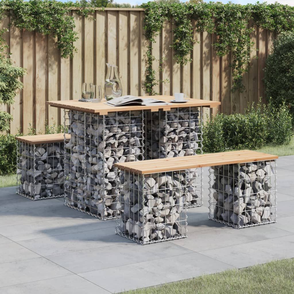 furnicato Gartentisch aus Gabionen 100x70x72 cm Massivholz Kiefer (1-St)