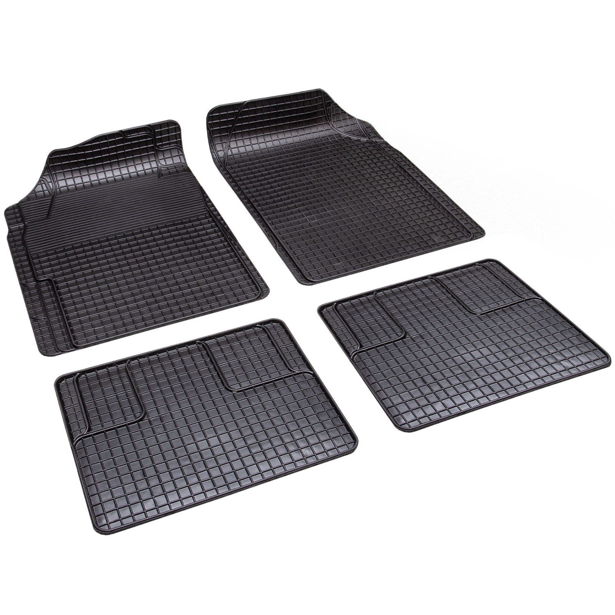 Universal-Fußmatten Auto Gummifußmatten 4er-Set schwarz Universal zuschneidbar Noppen