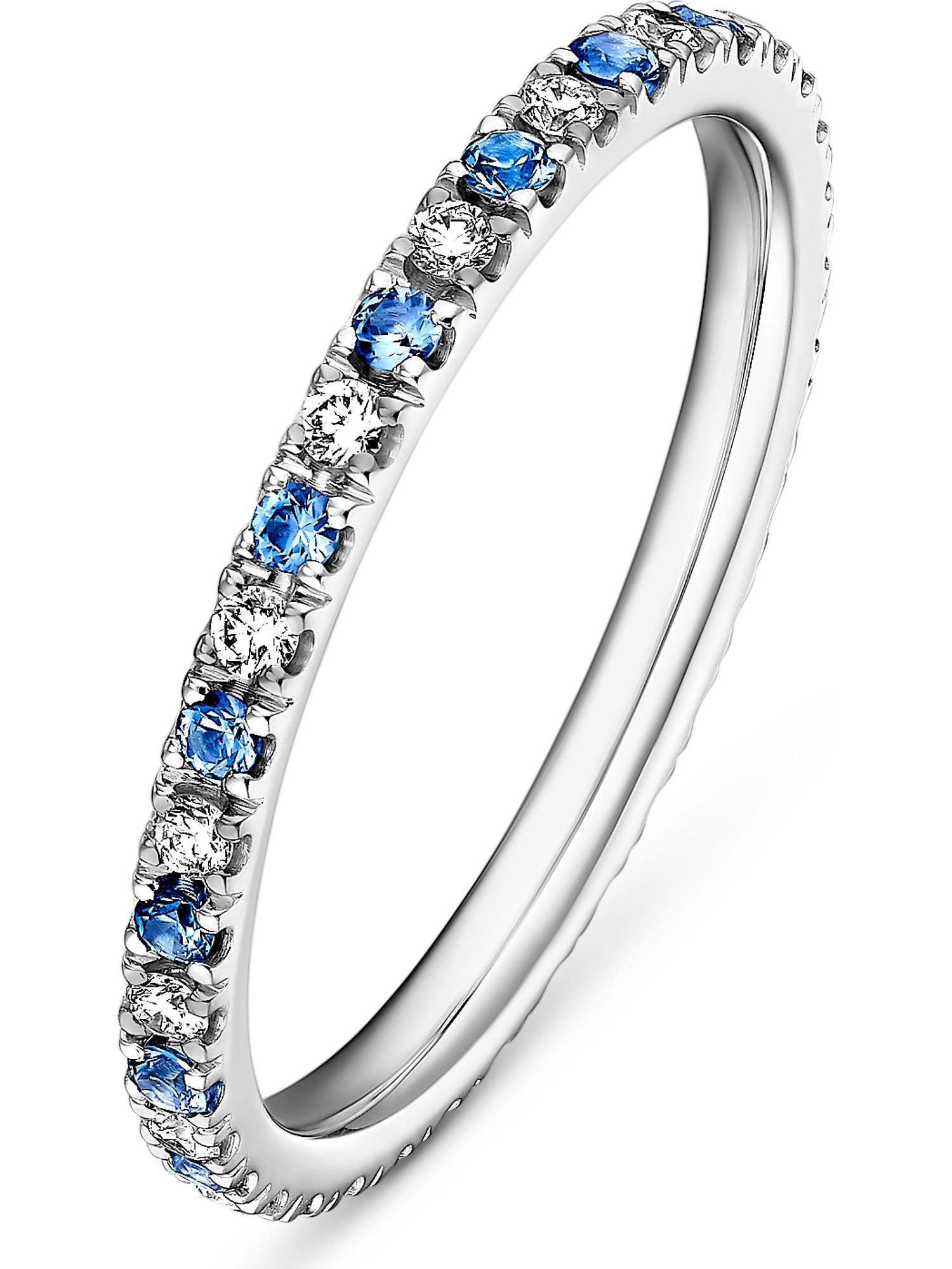 GUIA Fingerring GUIA Damen-Damenring 585er Weißgold Diamant, Saphir