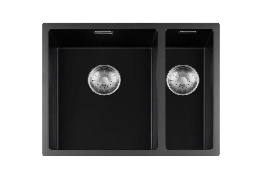 togo Küchenspüle 3415BQ-FU-Inox, rechteckig, 55.5/44 cm, Schwarze Quarz Spüle