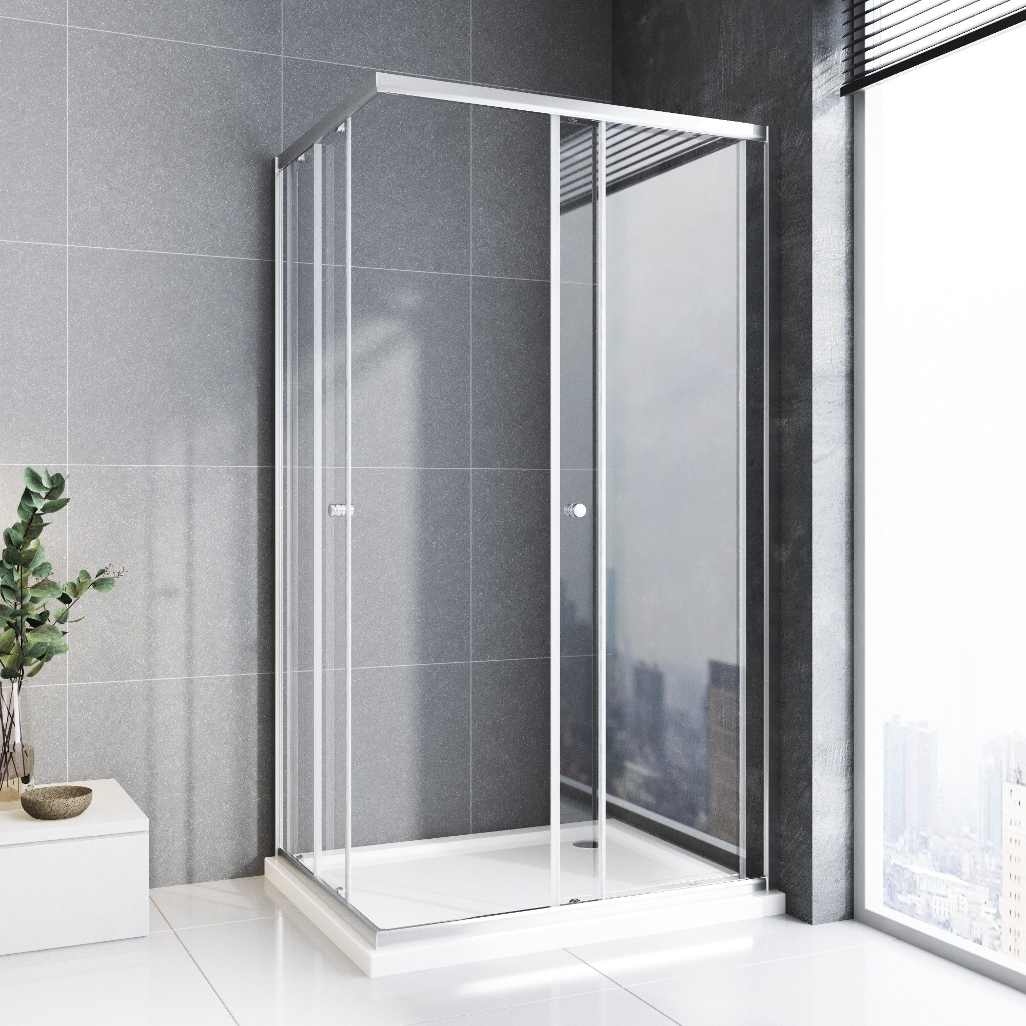 Boromal Eckdusche Duschkabine 75x90 90x75 Schiebetür günstig online kaufen