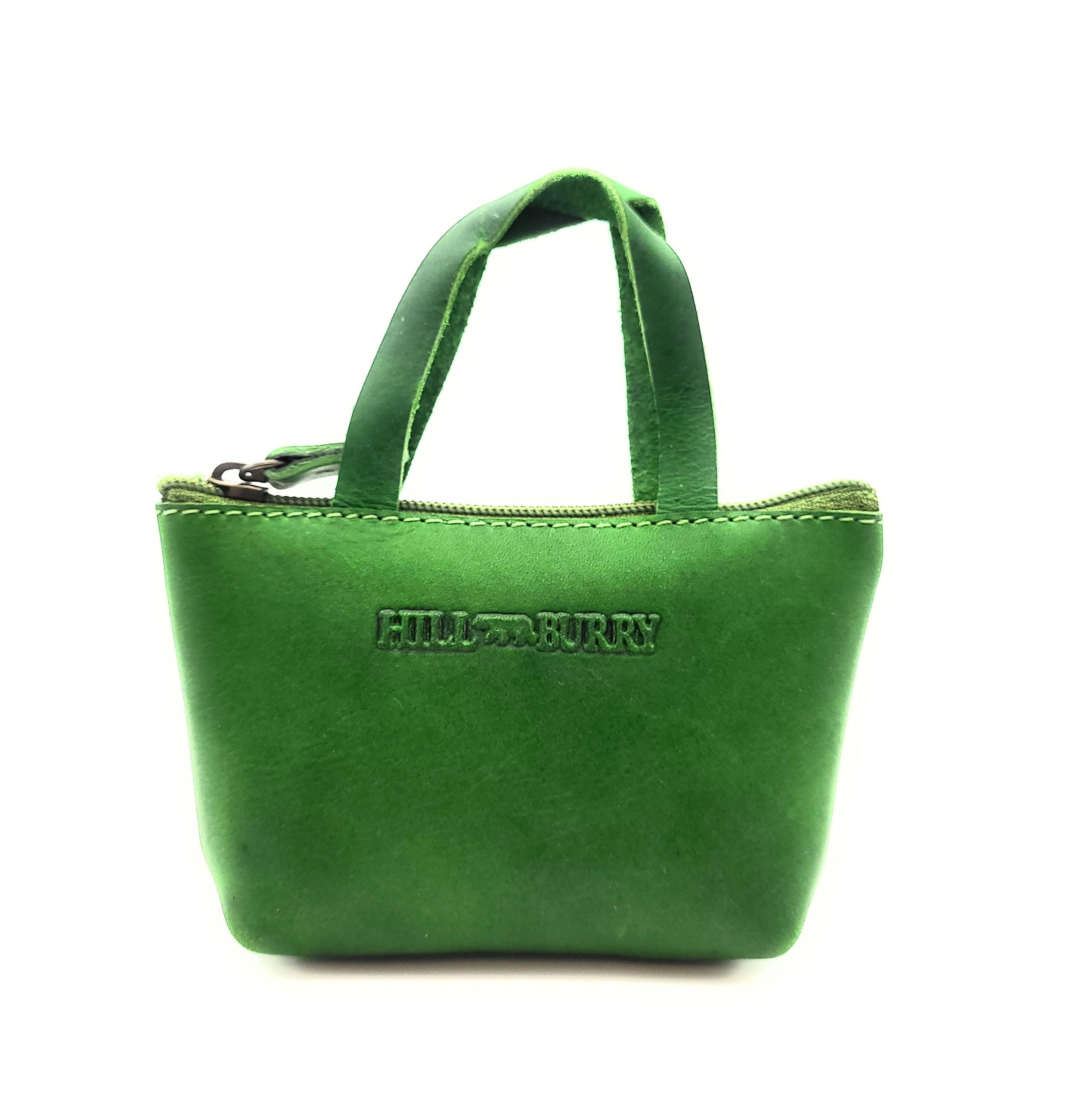 Hill Burry Schlüsseltasche Schlüsseletui Damen, Echtleder, Mini-Handtaschenform, Reißverschluss