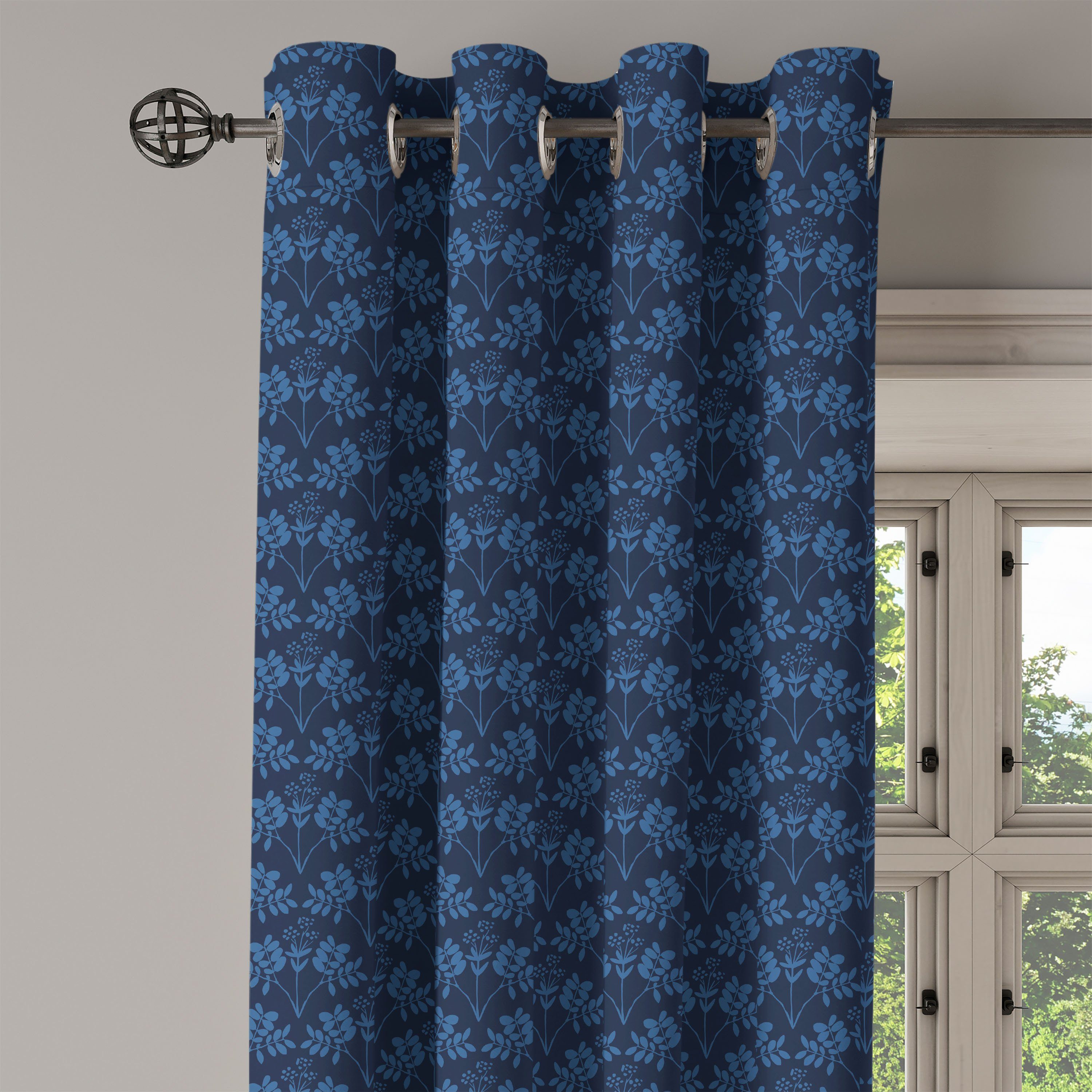 Wohnzimmer, Schlafzimmer Blumen Ozean inspirierte für Dekorative Blau Abakuhaus, 2-Panel-Fenstervorhänge Gardine