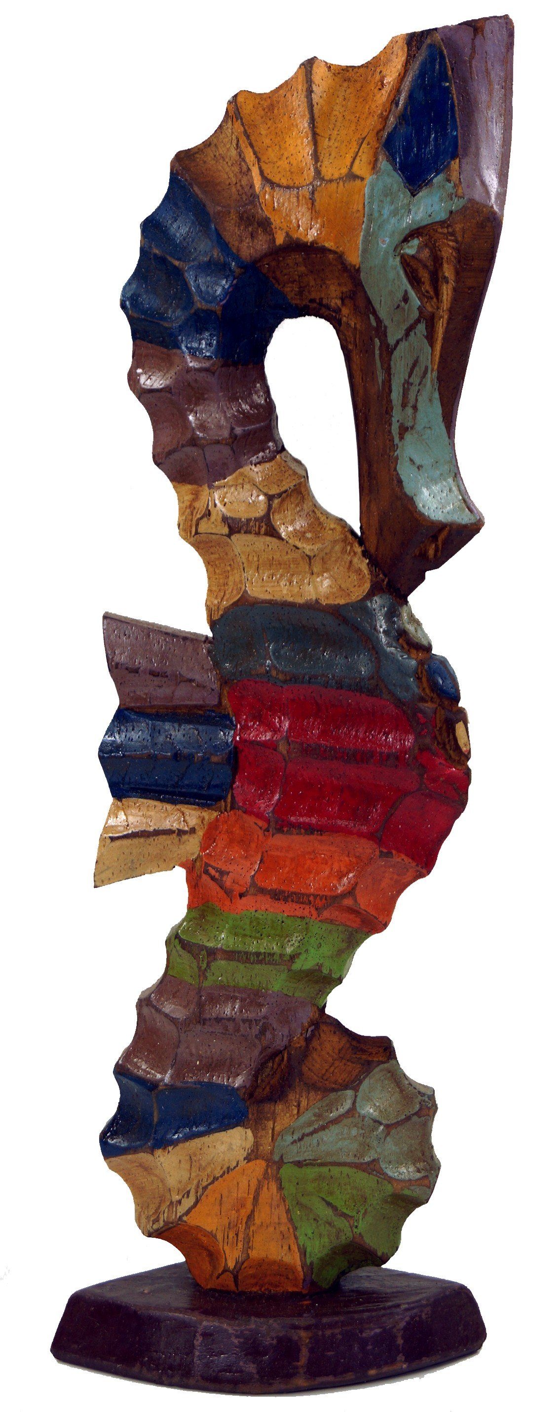 Guru-Shop Dekofigur Holzfigur Seepferd in 3 Größen - bunt gestreift | Dekofiguren