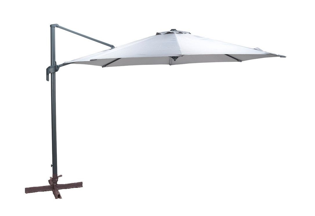 Garden Impressions Ampelschirm "Hawaii hellgrau", rund 330 cm, Sonnenschirm, kippbar / drehbar / inkl. Kreuzfußständer