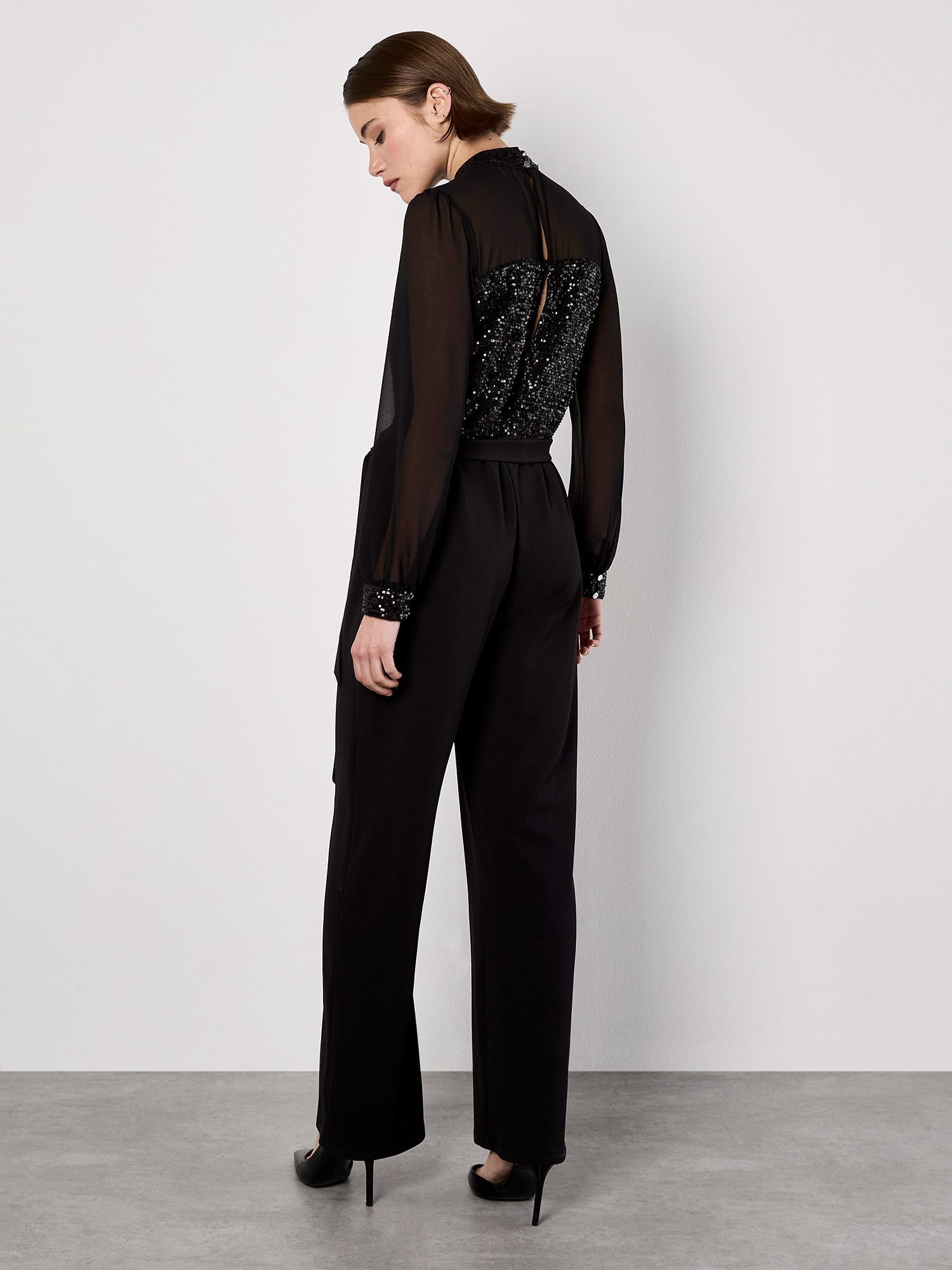 Apricot Jumpsuit Jumpsuit mit Paillettenverzierung mit Semitransparenz – Bild 4 von 5