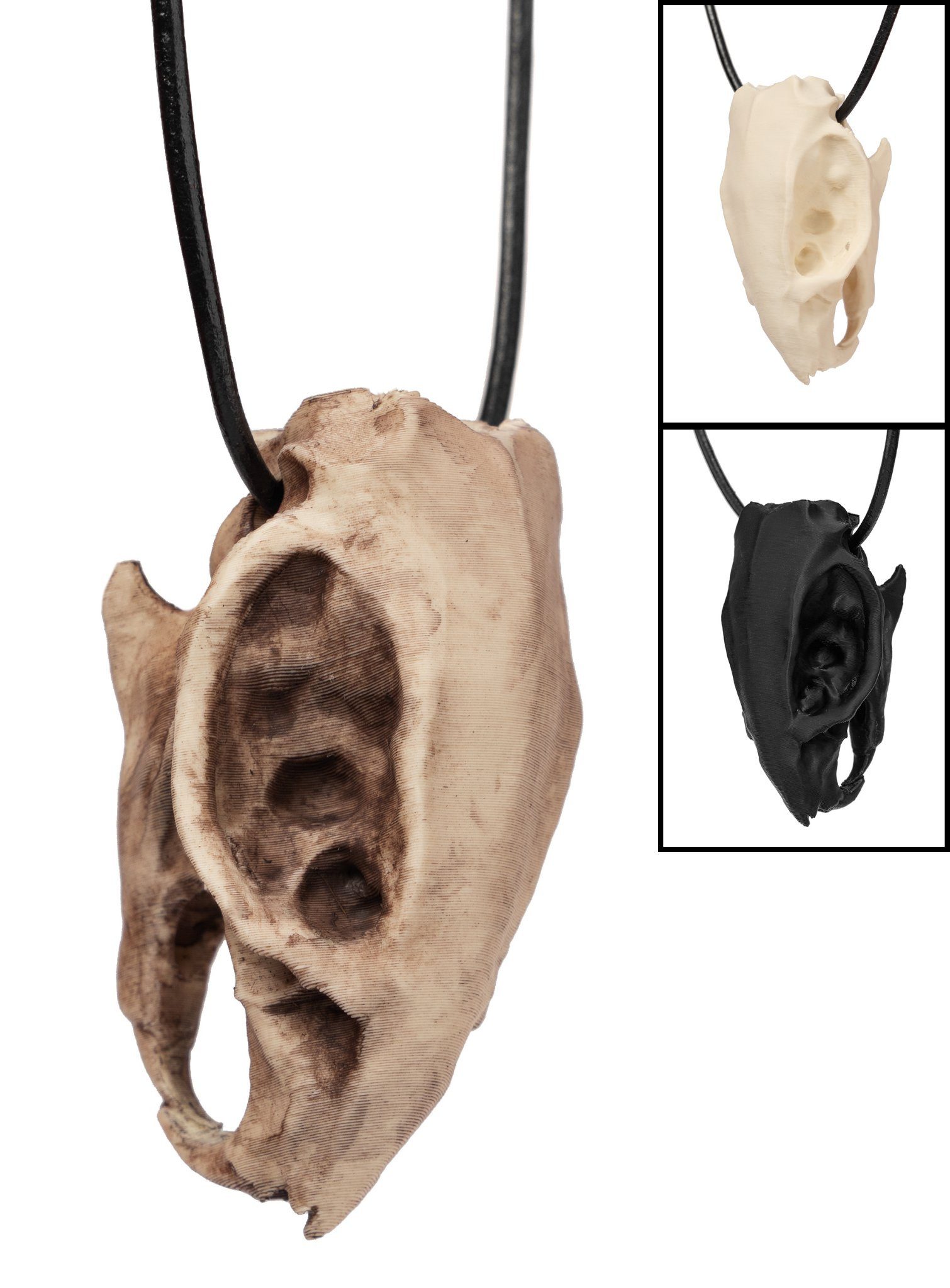 Andracor Zauberer-Kostüm Rattenschädel Anhänger mit Lederband (7cm), Ein Rattenschädel wie dieser ist für so manche finstre Hexe ein gute