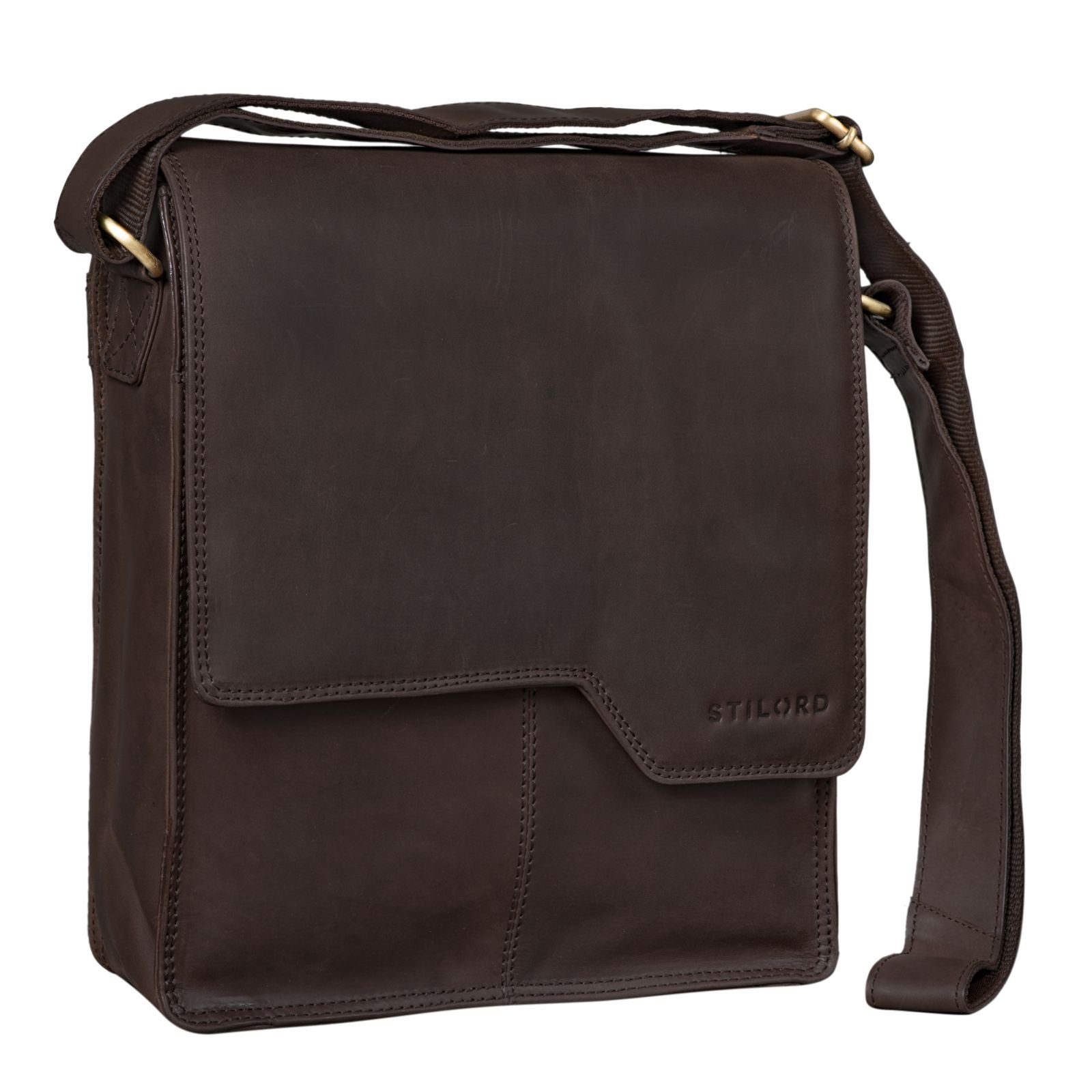 Schultertasche "Sheffield" Umhängetasche Herren Leder 13,3 Zoll