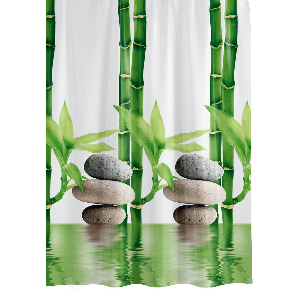 Ekershop Duschvorhang Textil "Bambus mit Stein" Grün Weiß für Duschstange B günstig online kaufen