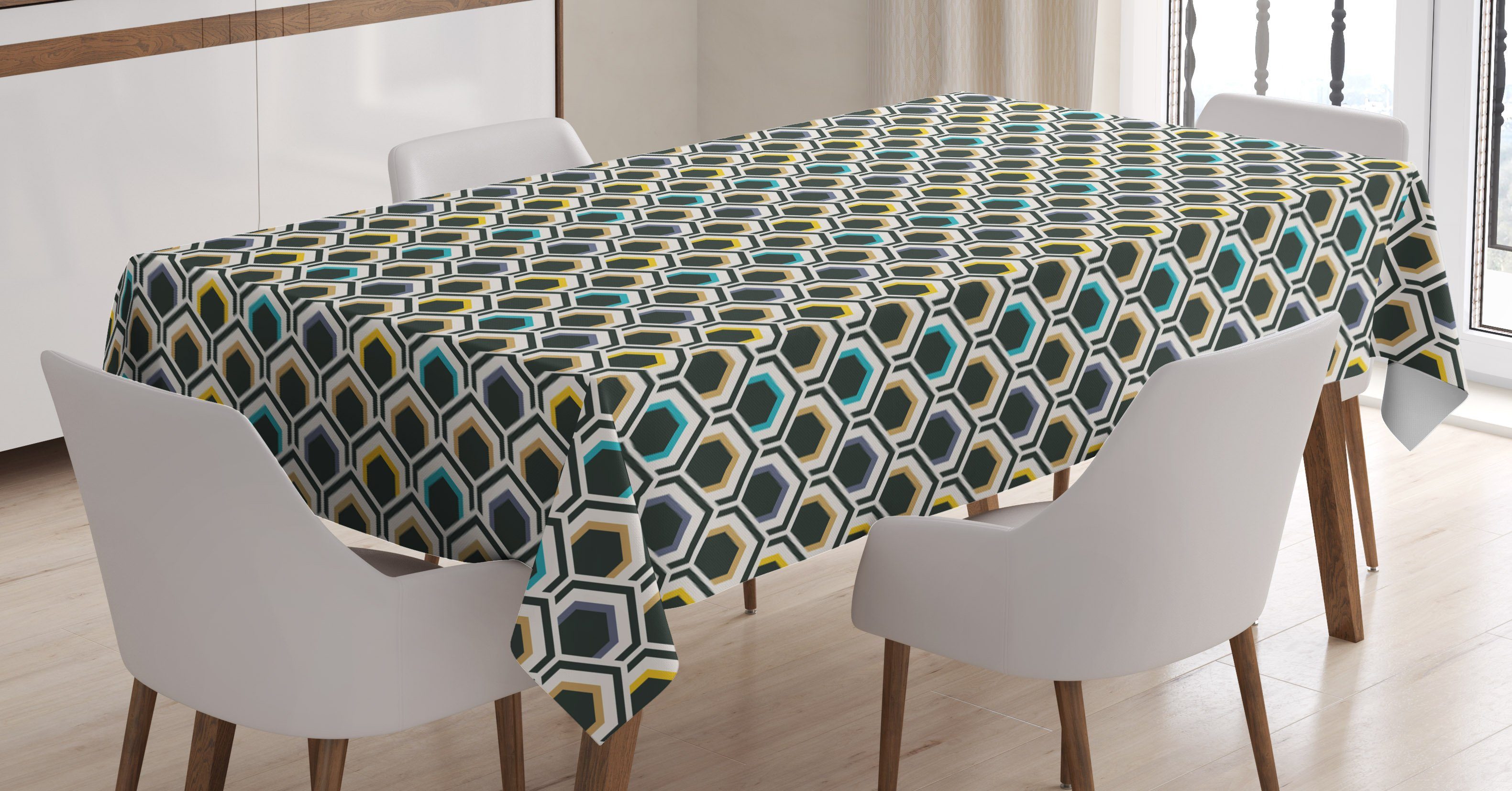 Hexagonal Klare Für Waschbar Abakuhaus Tischdecke Außen Farbfest Overlapping Geometrisch geeignet Bereich den Farben,