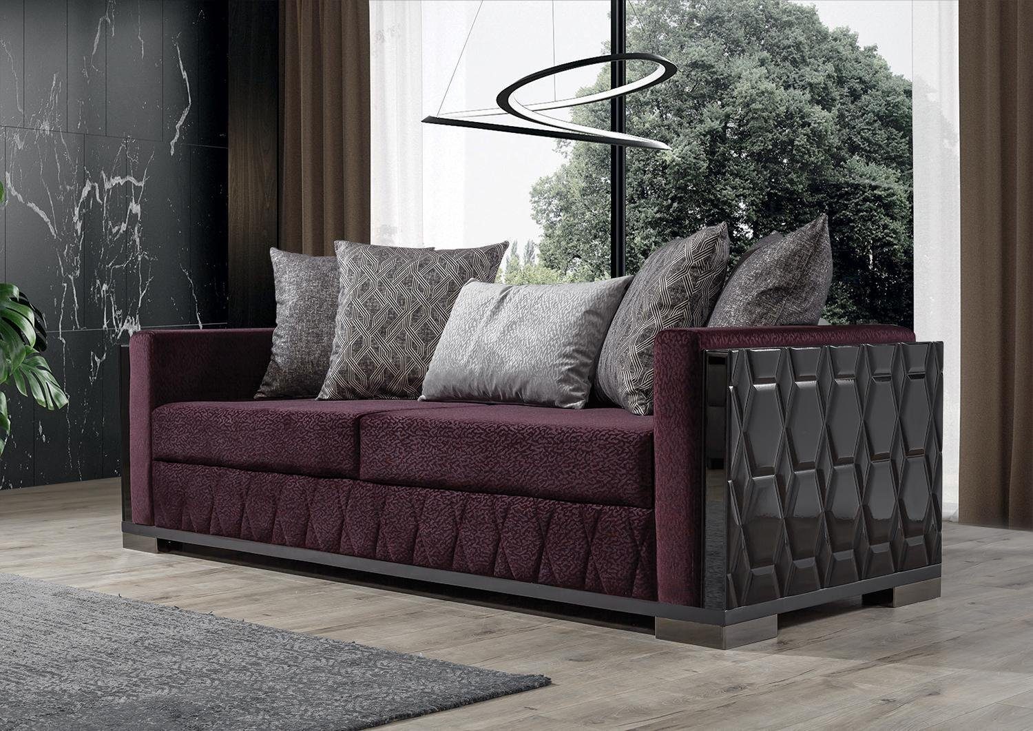 Sitz Moderne Sofa Sofa Couch Burgund 3-Sitzer Sitzer Dreisitzer 3 JVmoebel Design Sofas
